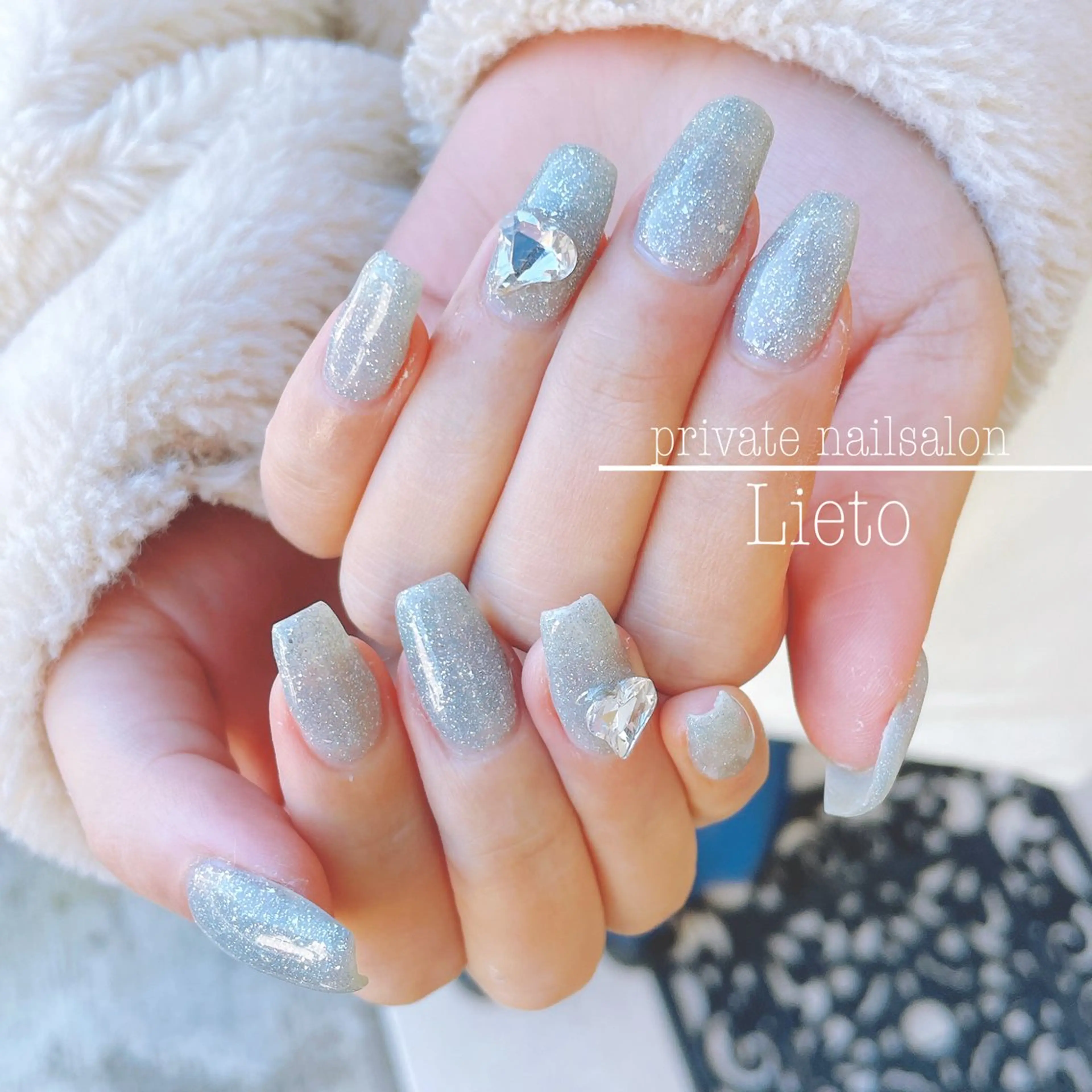 ネイル フラッシュネイル ハート ワンカラーネイル ストーンネイル ハンドネイル nailsalon Lietoのネイルデザイン