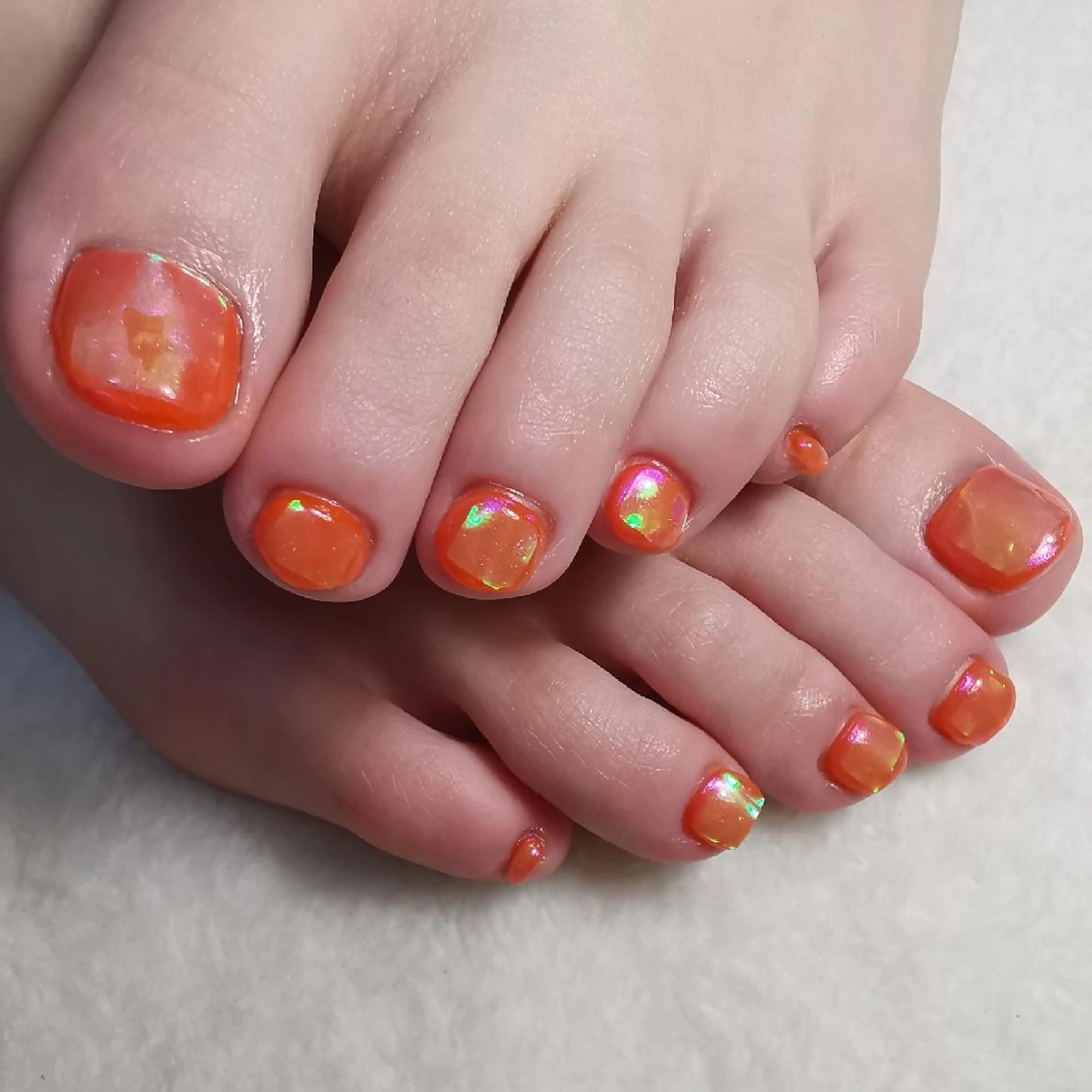 ネイル オーロラネイル 氷ネイル・うるうるネイル フットネイル reve あやののネイルデザイン