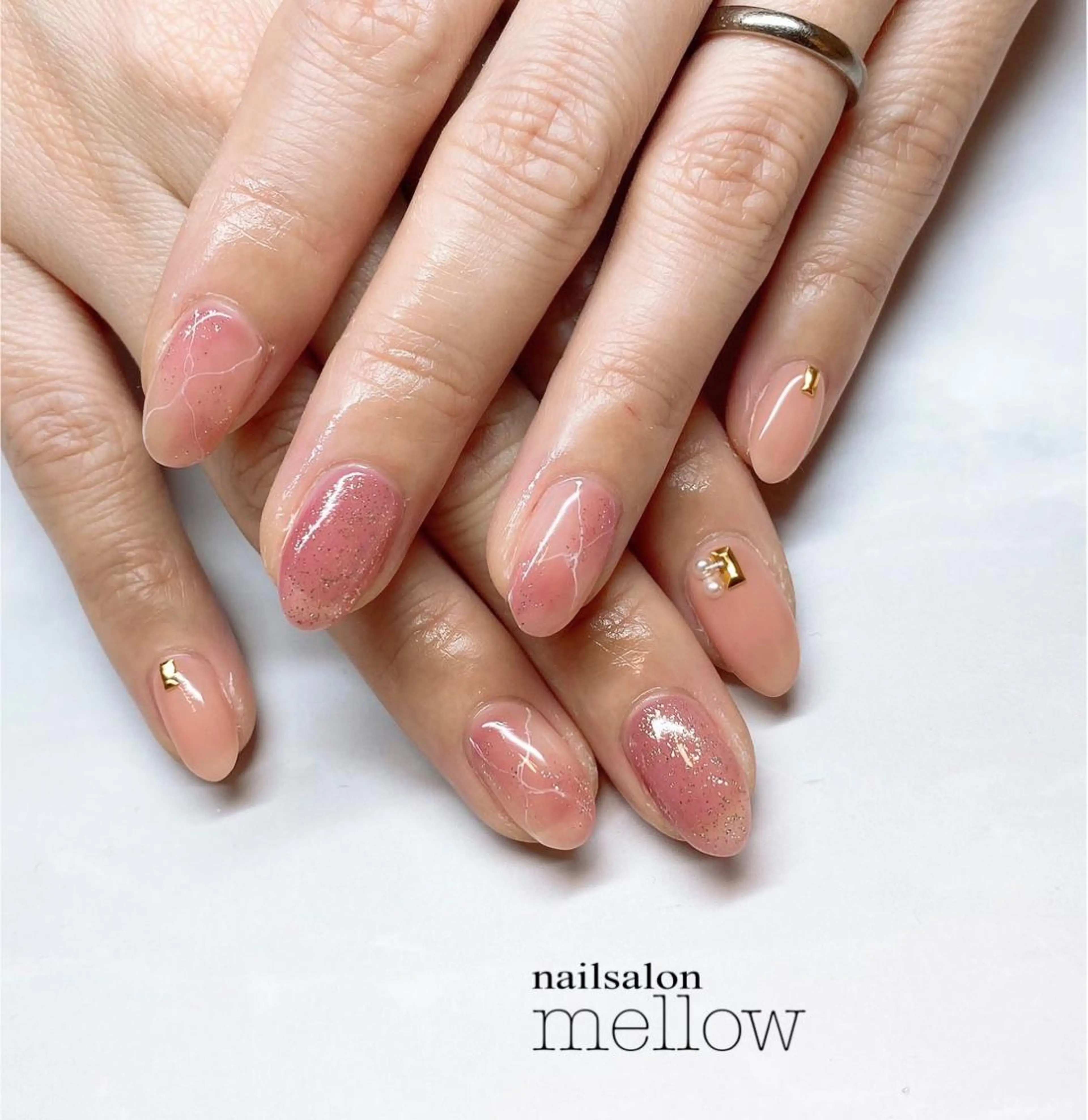 ネイル 大理石ネイル(マーブル) ピンク 大山 浩美のネイルデザイン