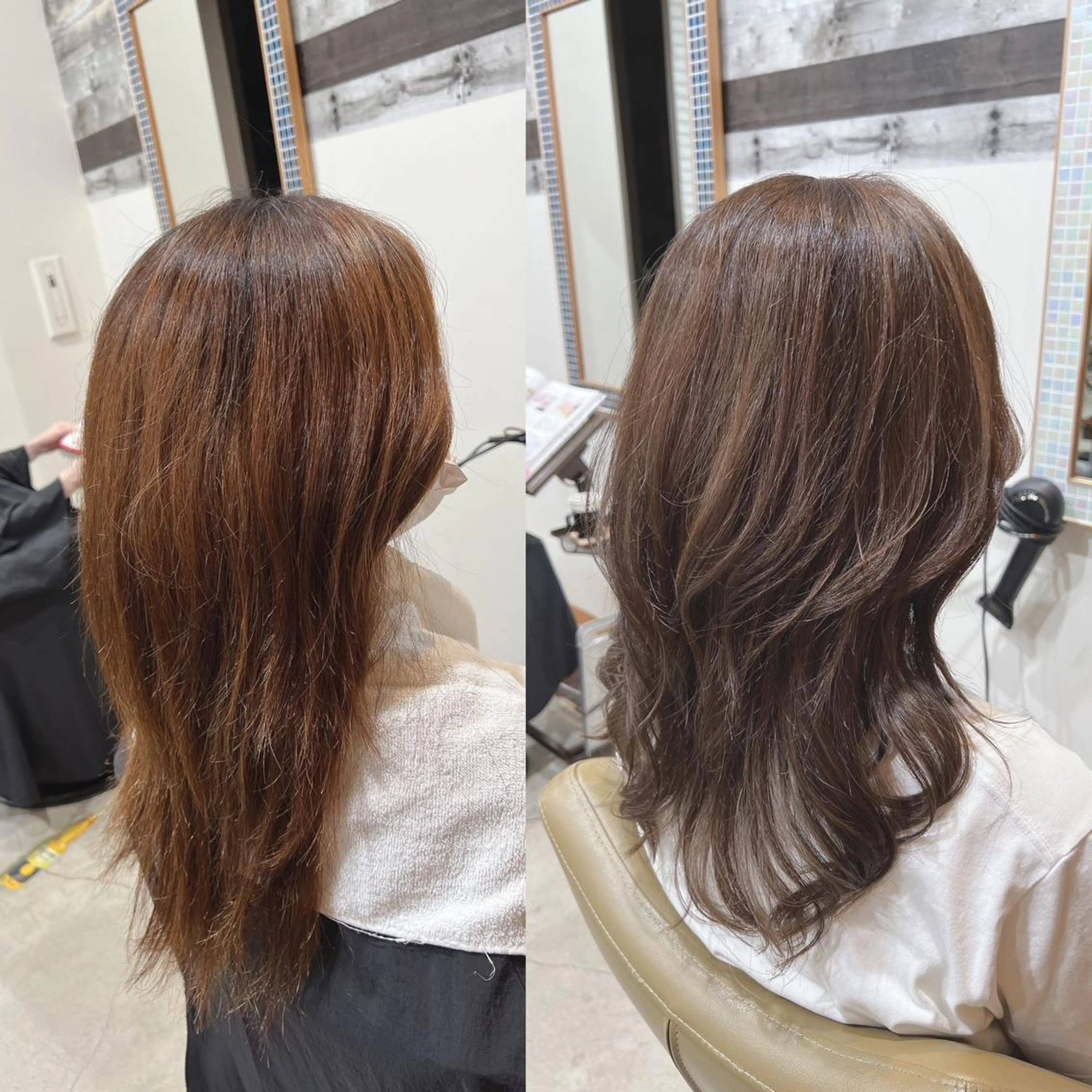 セミロング カラー ヘアアレンジ キッズ バレイヤージュ ベージュカラー ブリーチ ケアブリーチ 透明感カラー カット ヘアカラー トリートメント 五反田　美容院☆張 明星☆韓国ヘアのヘアスタイル