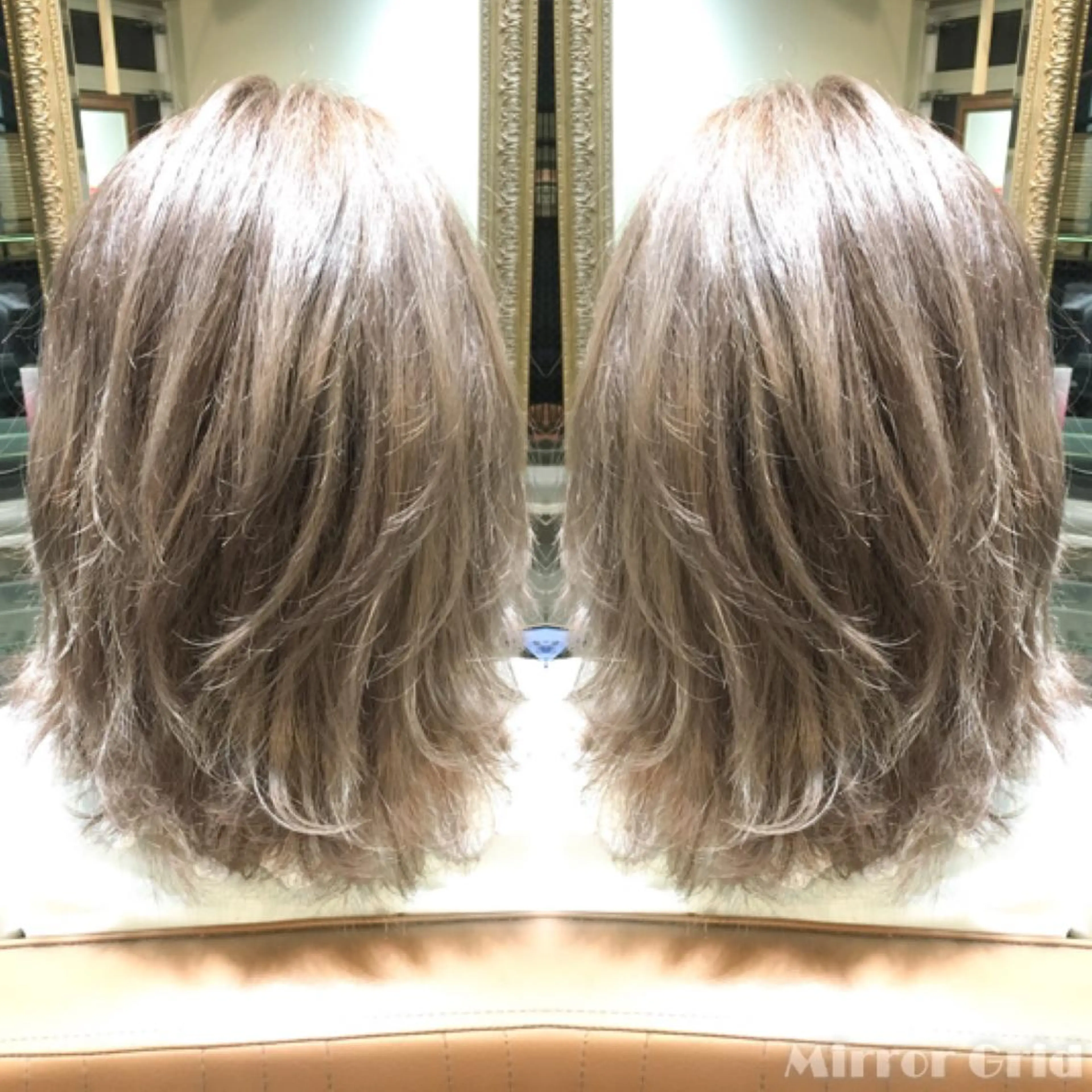 ミディアム カラー ベージュカラー ダブルカラー ミルクティーベージュ 北條 優輝のヘアスタイル