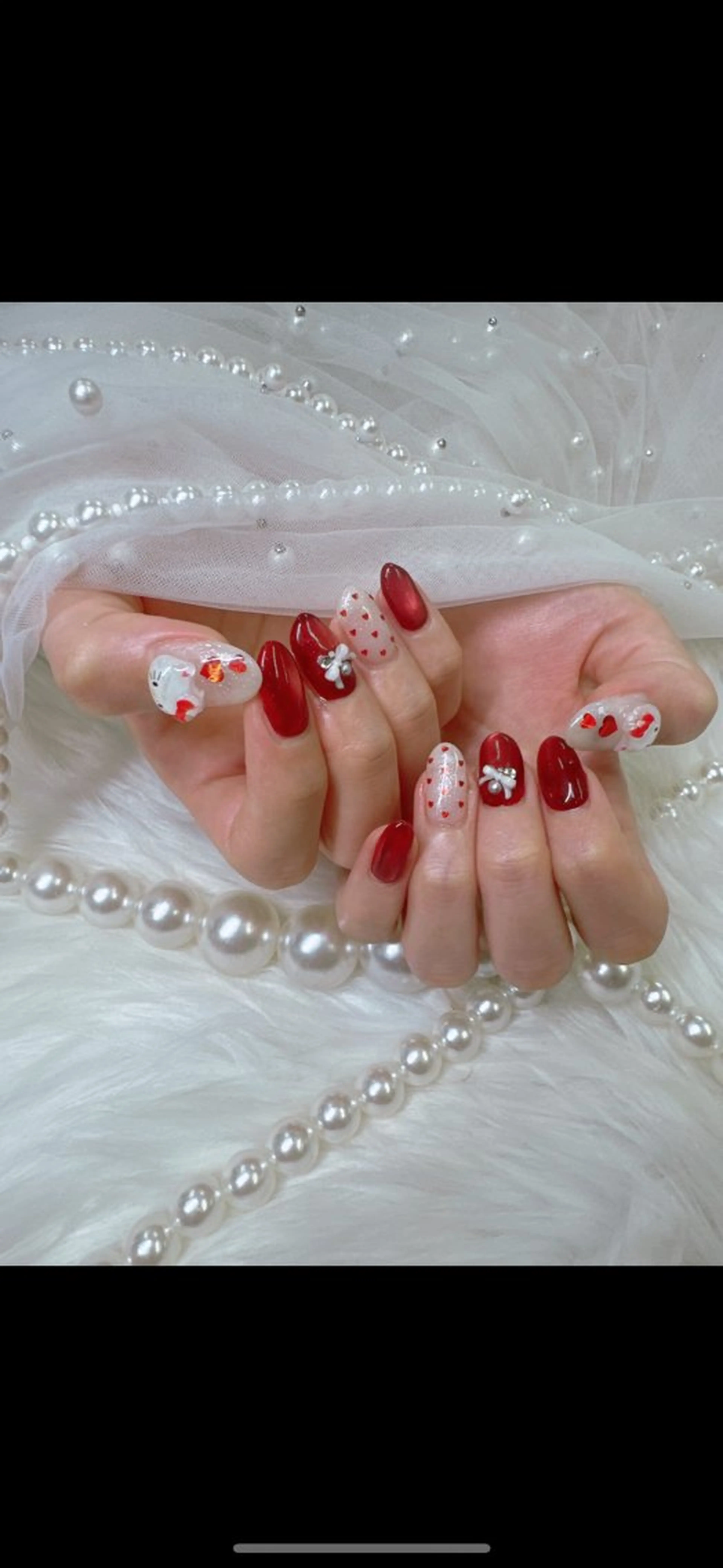 ネイル アートネイル フレンチネイル ジェルネイル ガラスフレンチ マグネットネイル ハンドネイル Queeens nailのネイルデザイン