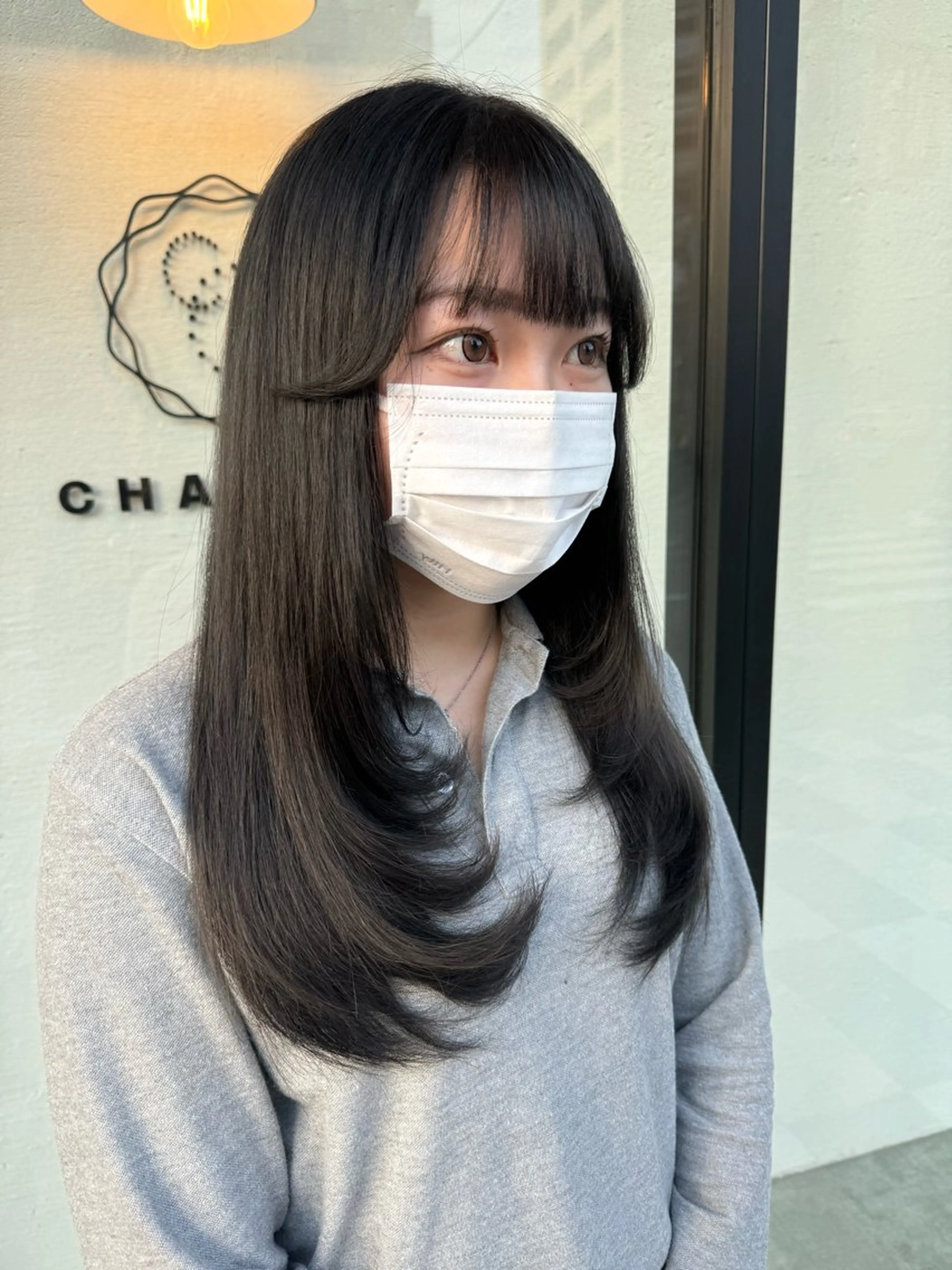 ロング カラー グレージュ レイヤーカット カット ヘアカラー トリートメント オスズ 🎀´-のヘアスタイル