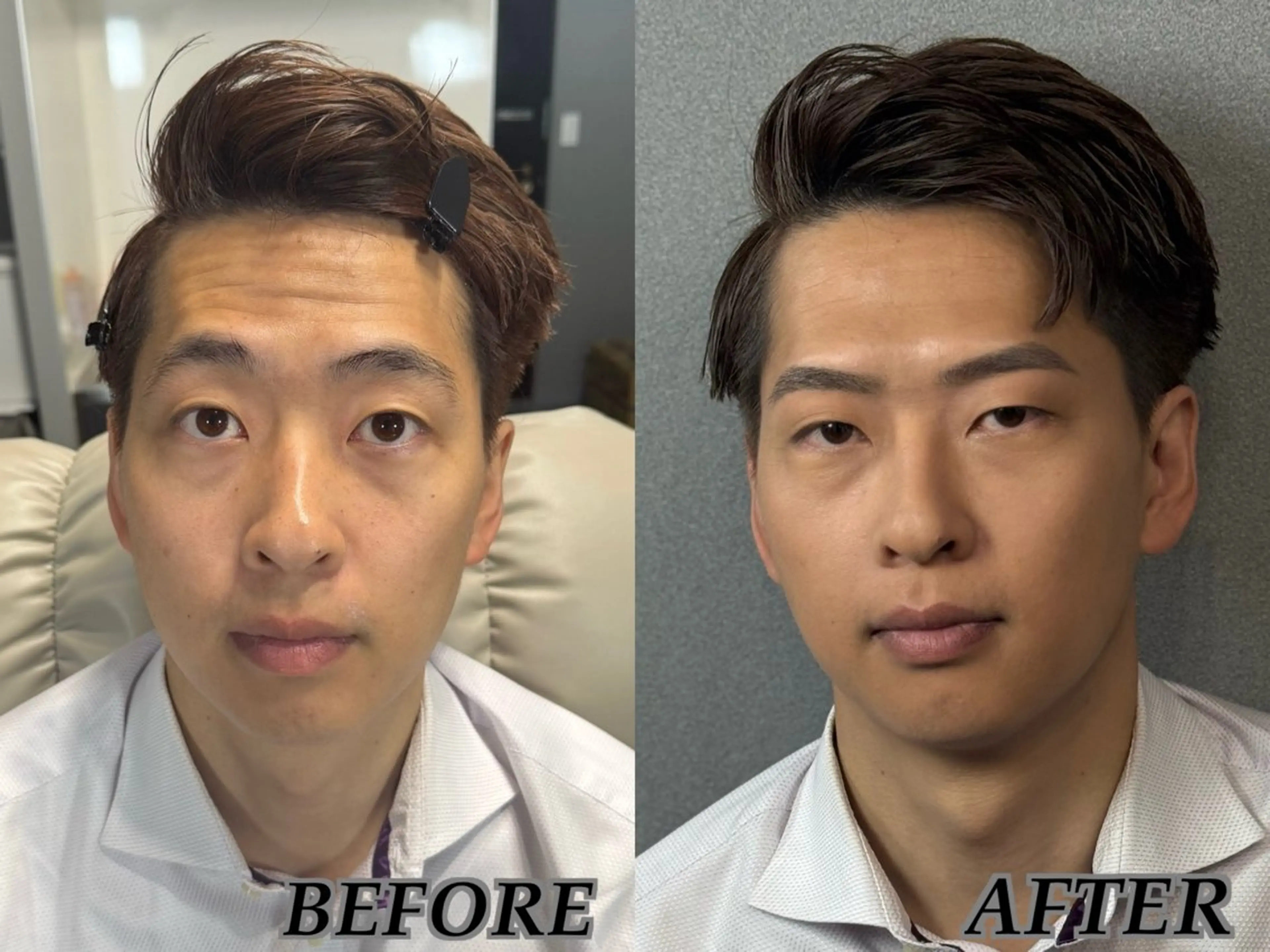 【無料モデル・本町】メンズメイク・ヘアセット 60​〜​90分 ※別料金で眉毛脱毛・スタイリング追加可能(+3,500円)の写真