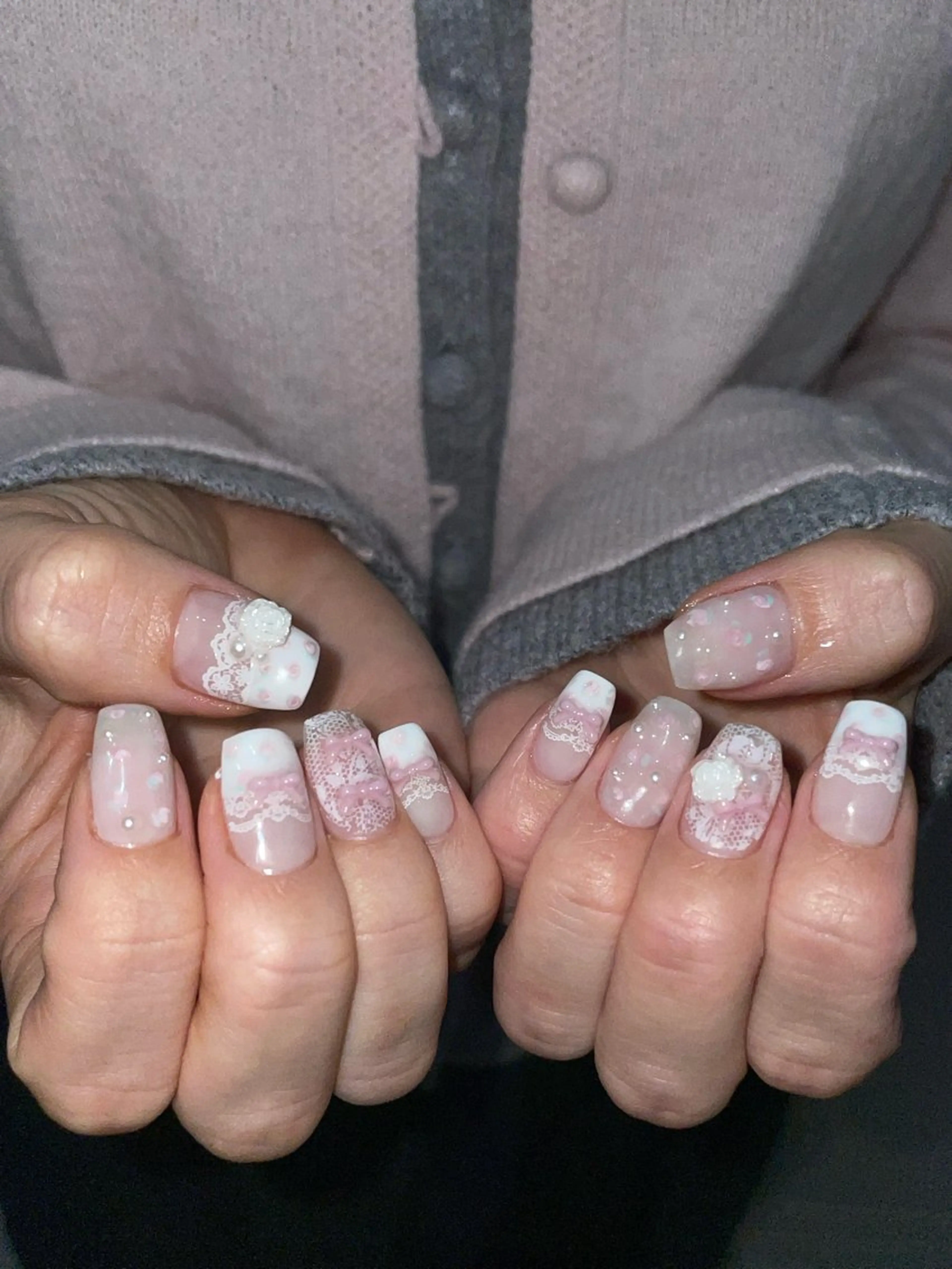 ネイル ハンドネイル うの 韓国ﾈｲﾙ໒꒱⋆⭒˚のネイルデザイン