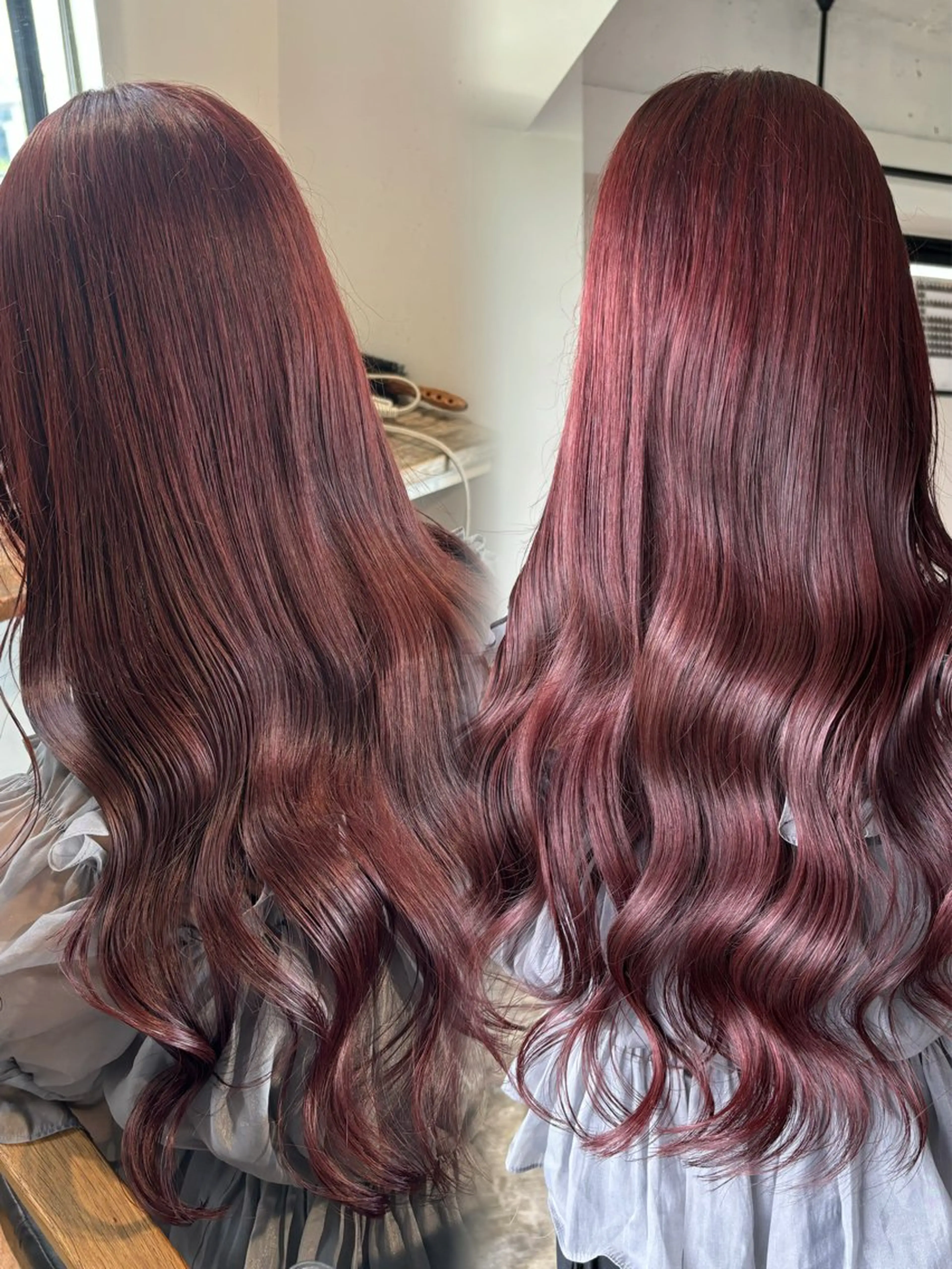 ロング カラー アディクシーカラー ケアカラー カシス レッドカラー 髪質改善 ヘアカラー 暖色カラー🍒 ケアブリーチ/akiのヘアスタイル