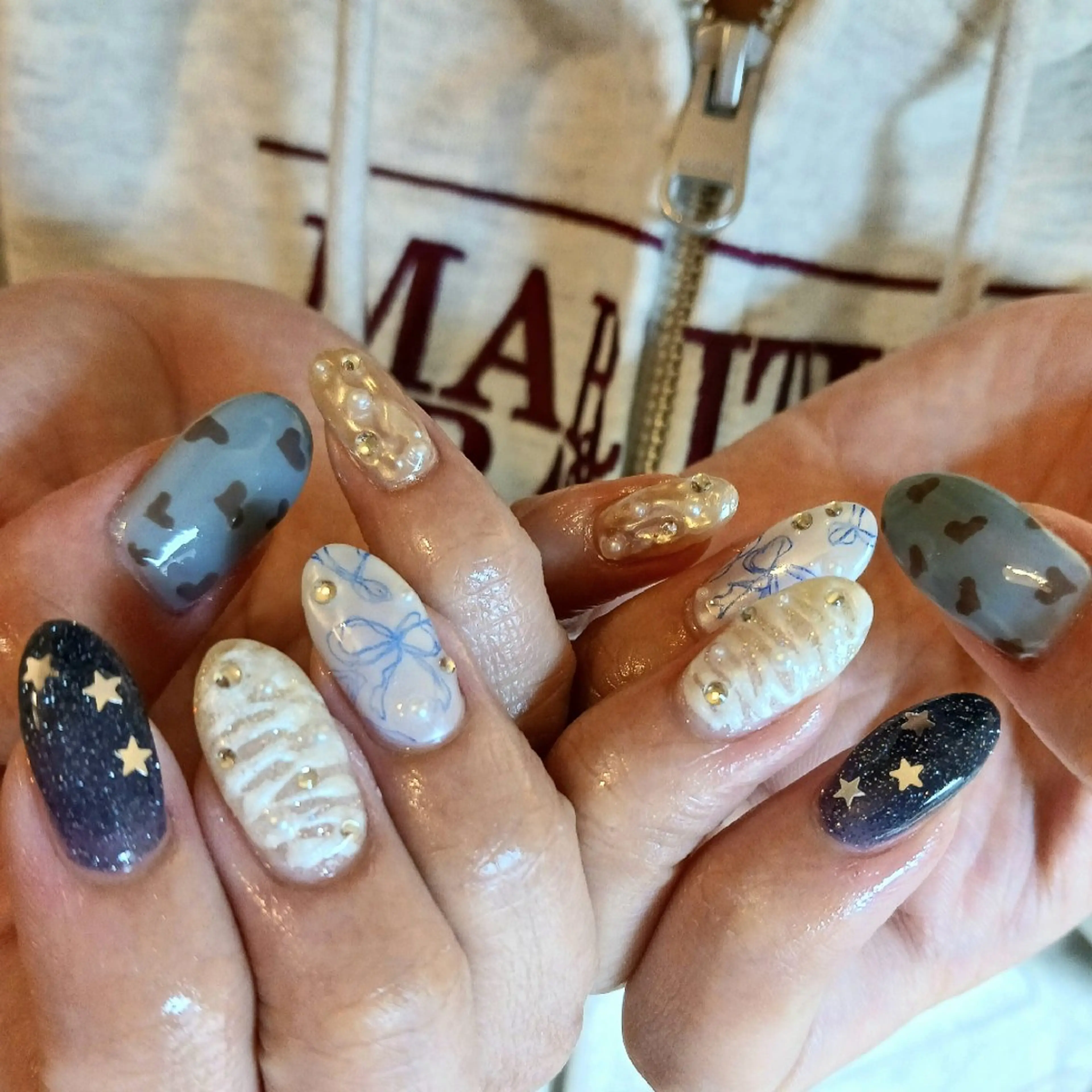 ネイル ジェルネイル ハート 持ち込み リボン 冬ネイル ハンドネイル owlnail /持込みデザイン専門のネイルデザイン