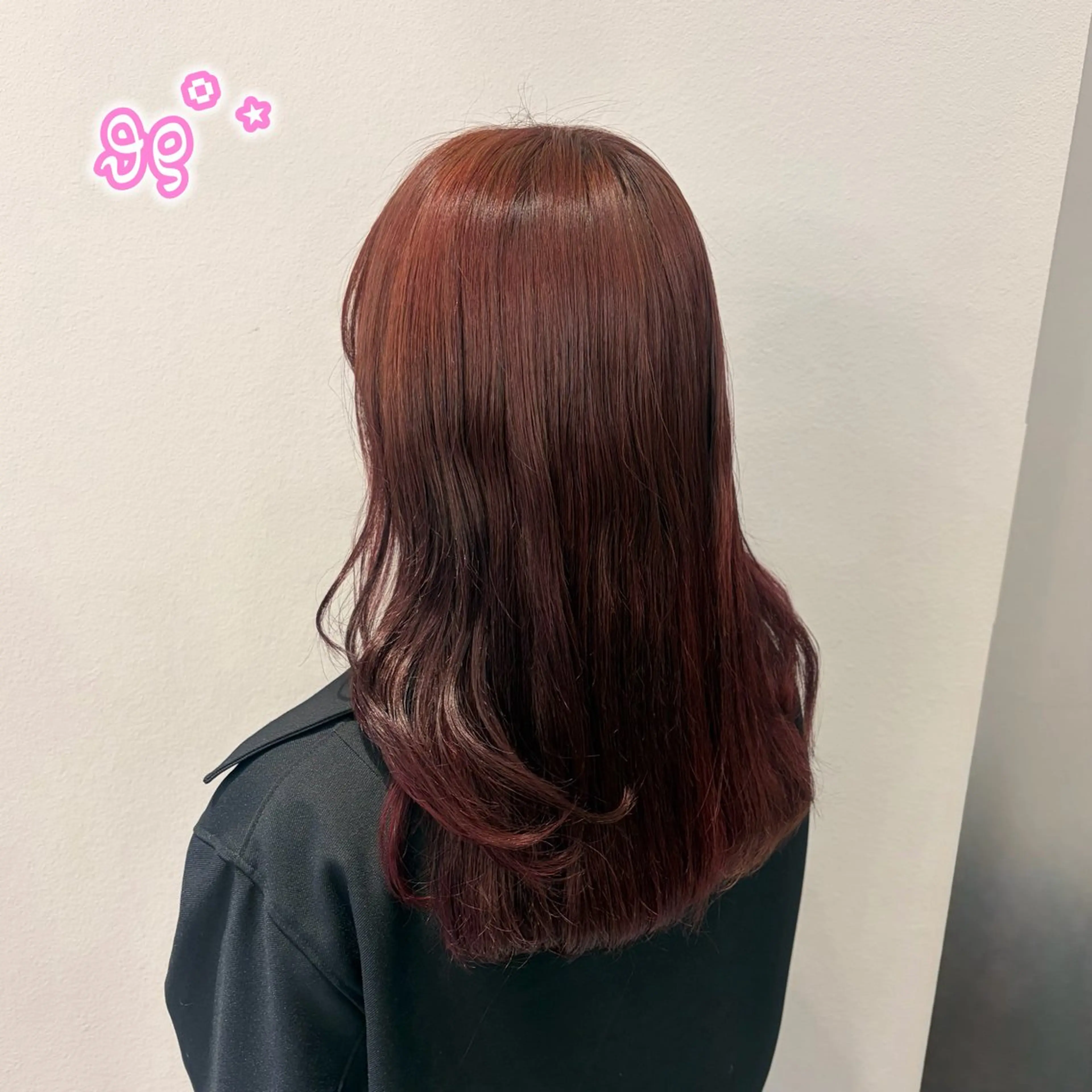 セミロング カラー ボルドーカラー カット ヘアカラー 顔周り/ガーリー /ヘアメ/あつはのヘアスタイル