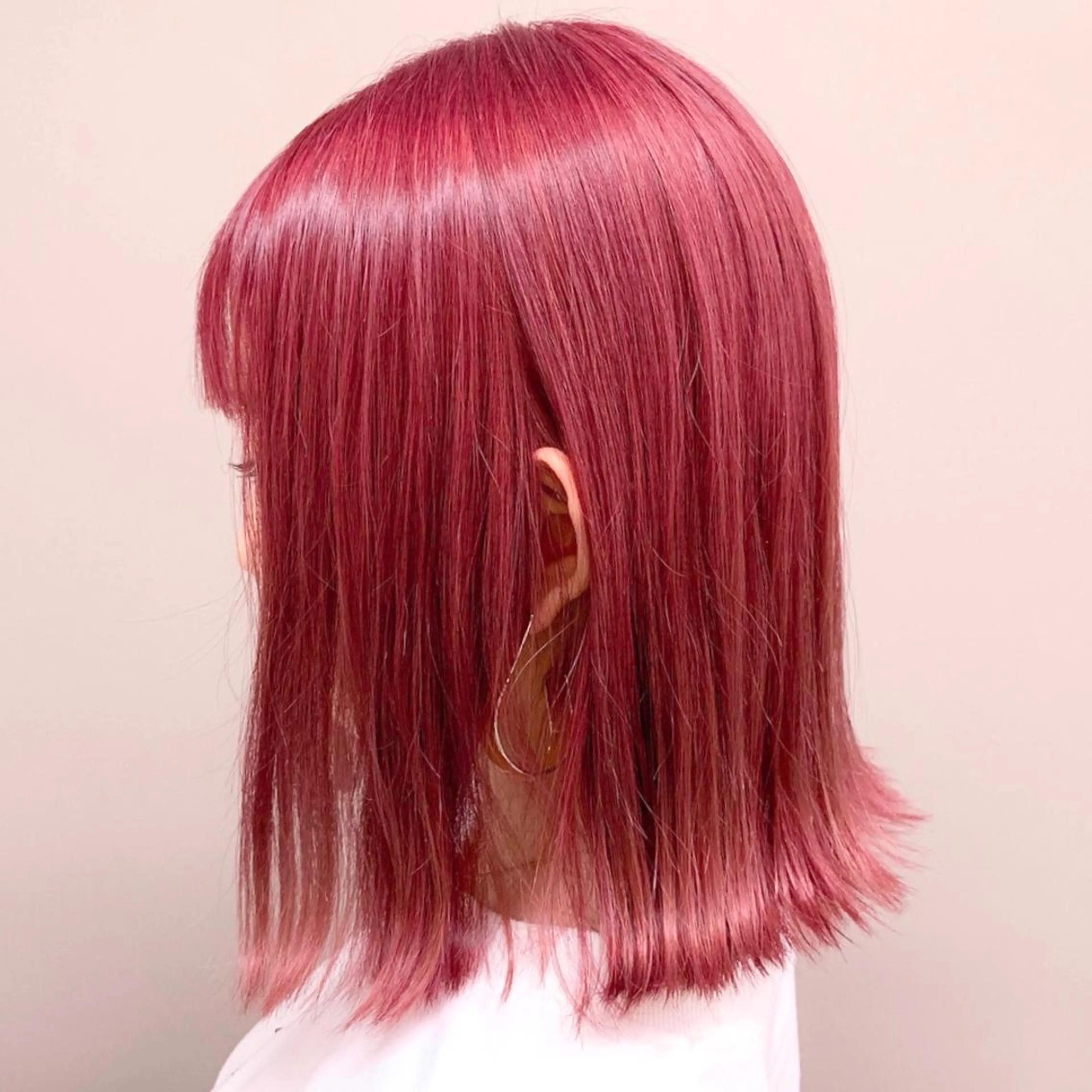 カラー ブリーチ ケアブリーチ ローズカラー ヘアカラー ヘアセット 地毛風縮毛矯正飛我 赤み無し透明感ヘアのヘアスタイル