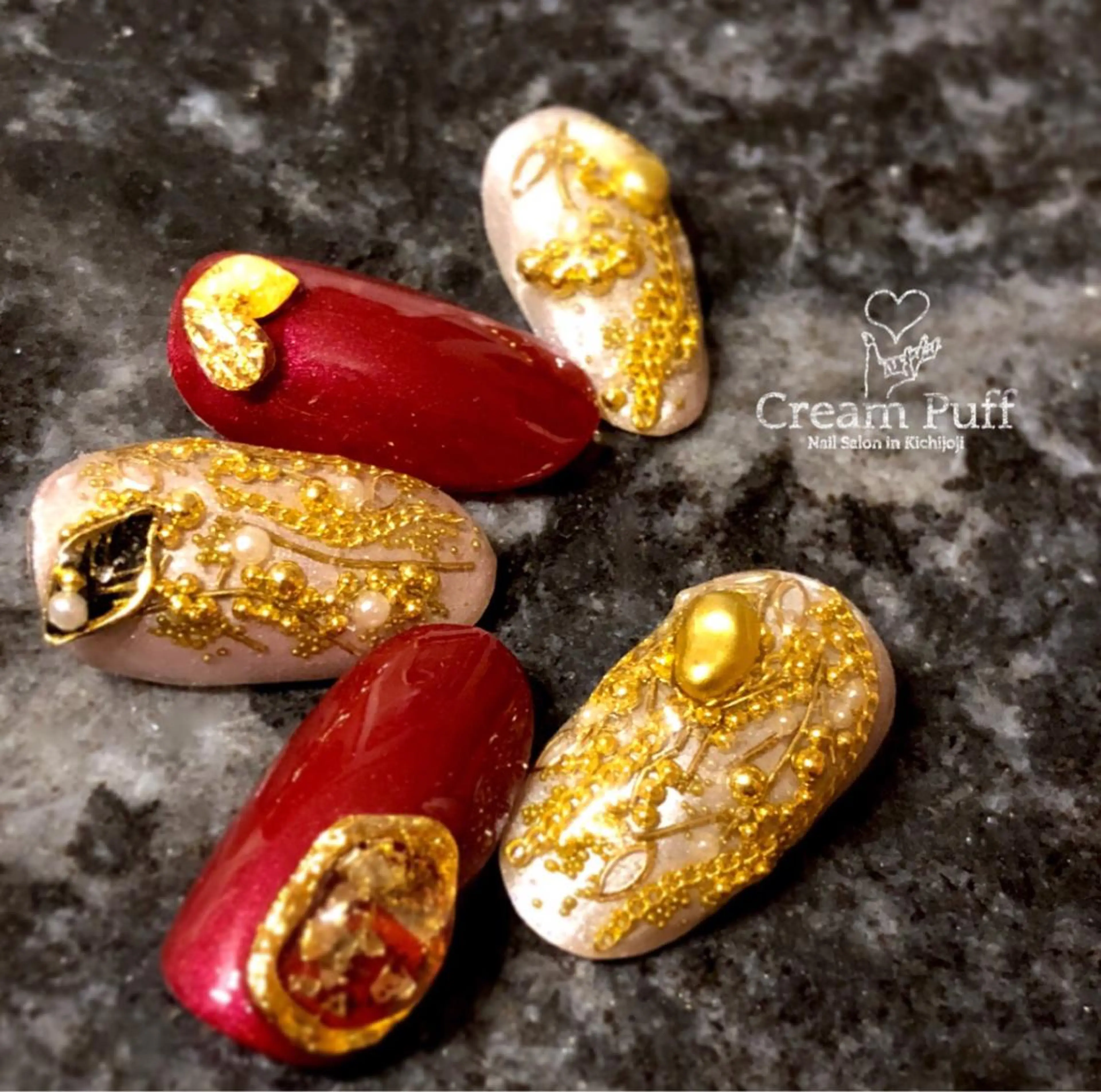 ネイル ボルドー 冬ネイル クリスマス HAMANO MIKAのネイルデザイン