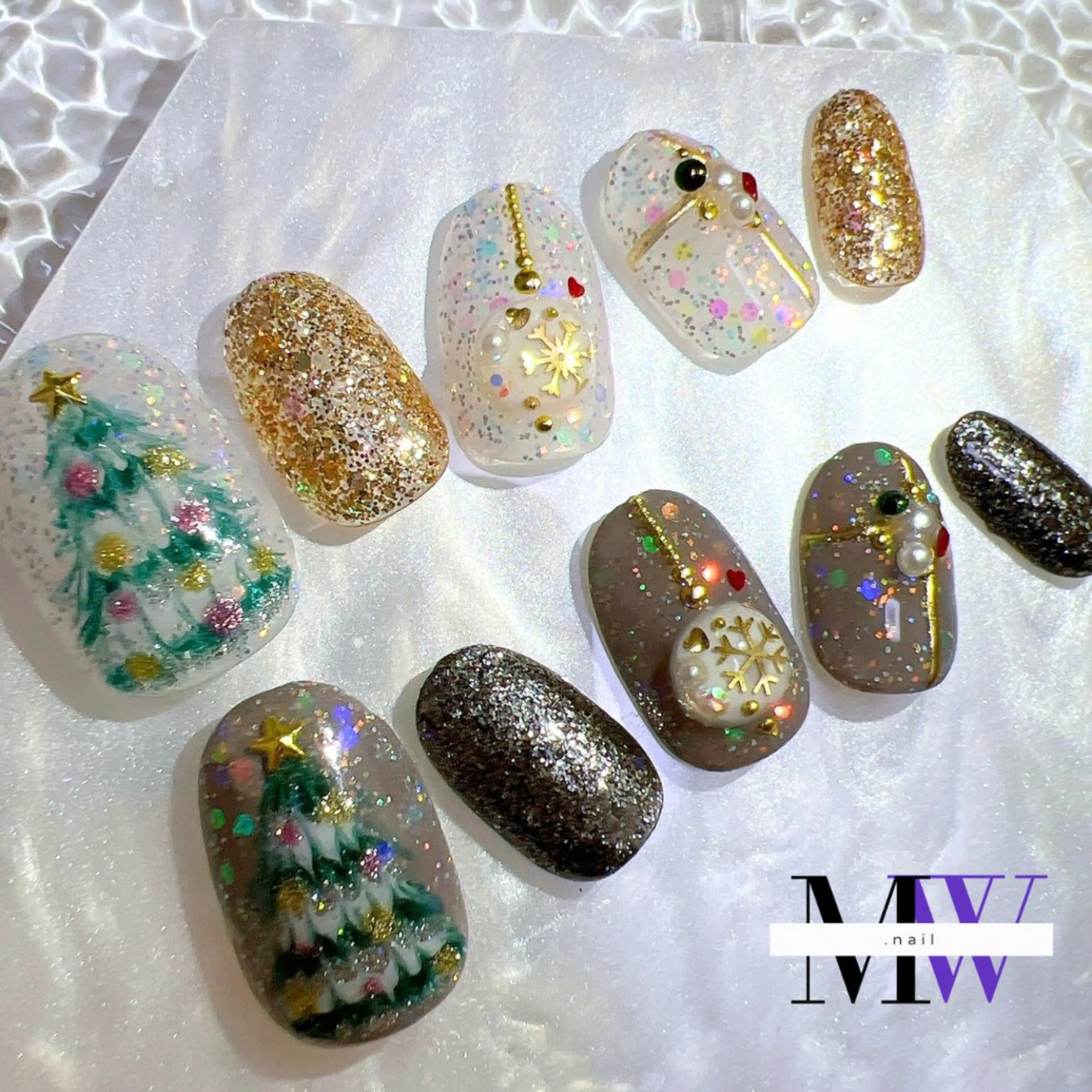 ネイル アートネイル 持ち込み 冬ネイル クリスマス MW .nailのネイルデザイン