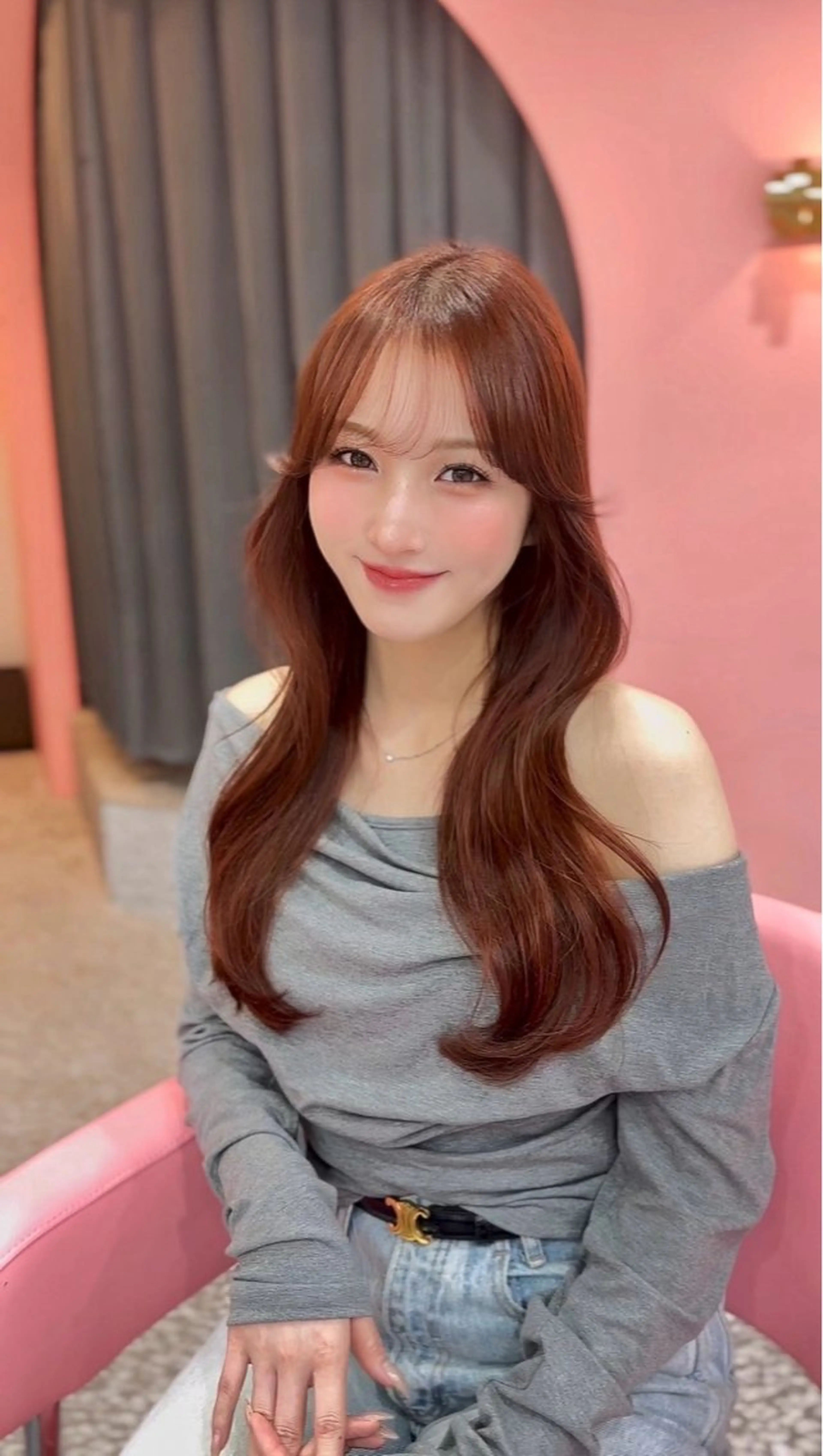 ロング ケアカラー 韓国風カラー 顔まわりレイヤー 顔周りカット 髪質改善 カット ヘアカラー 透明感カラー♡ 原宿美容室￤Rinaのヘアスタイル