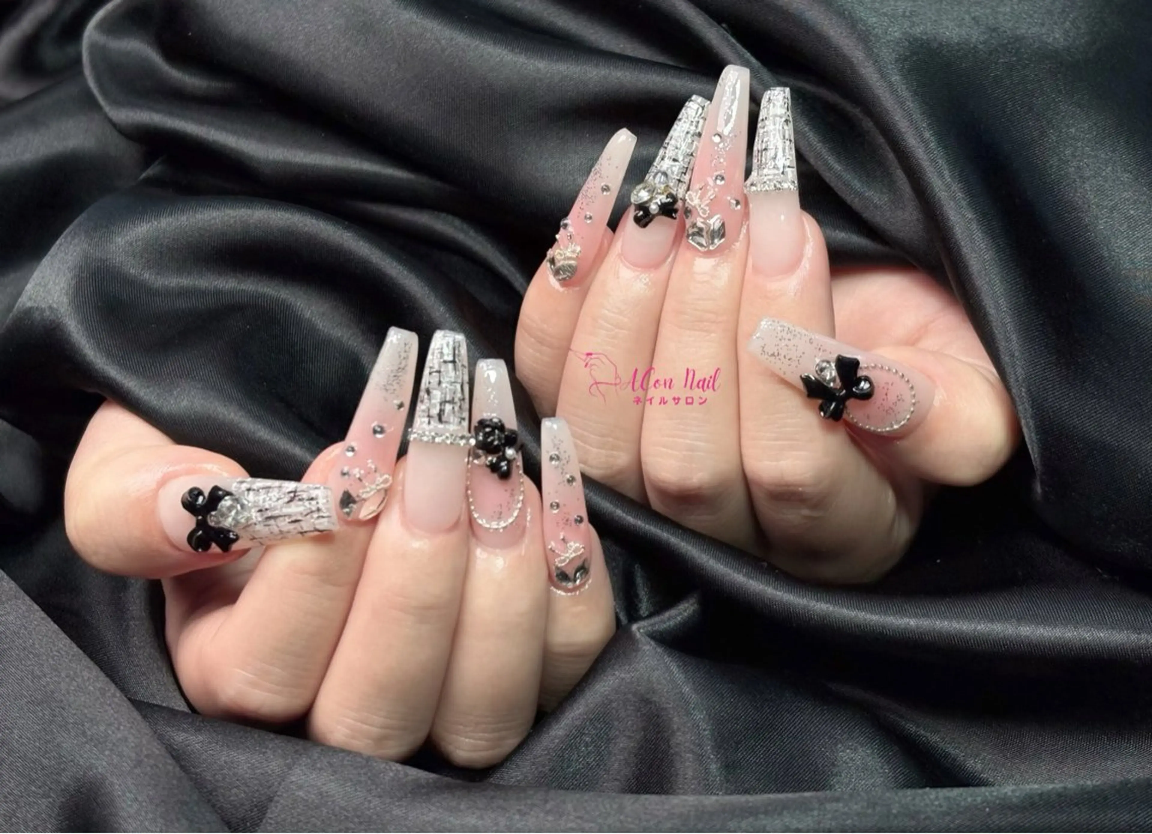 ネイル 桜ネイル 長さ出し フラワーネイル フレンチネイル ジェルネイル ハンドネイル ACon NailSalonのネイルデザイン