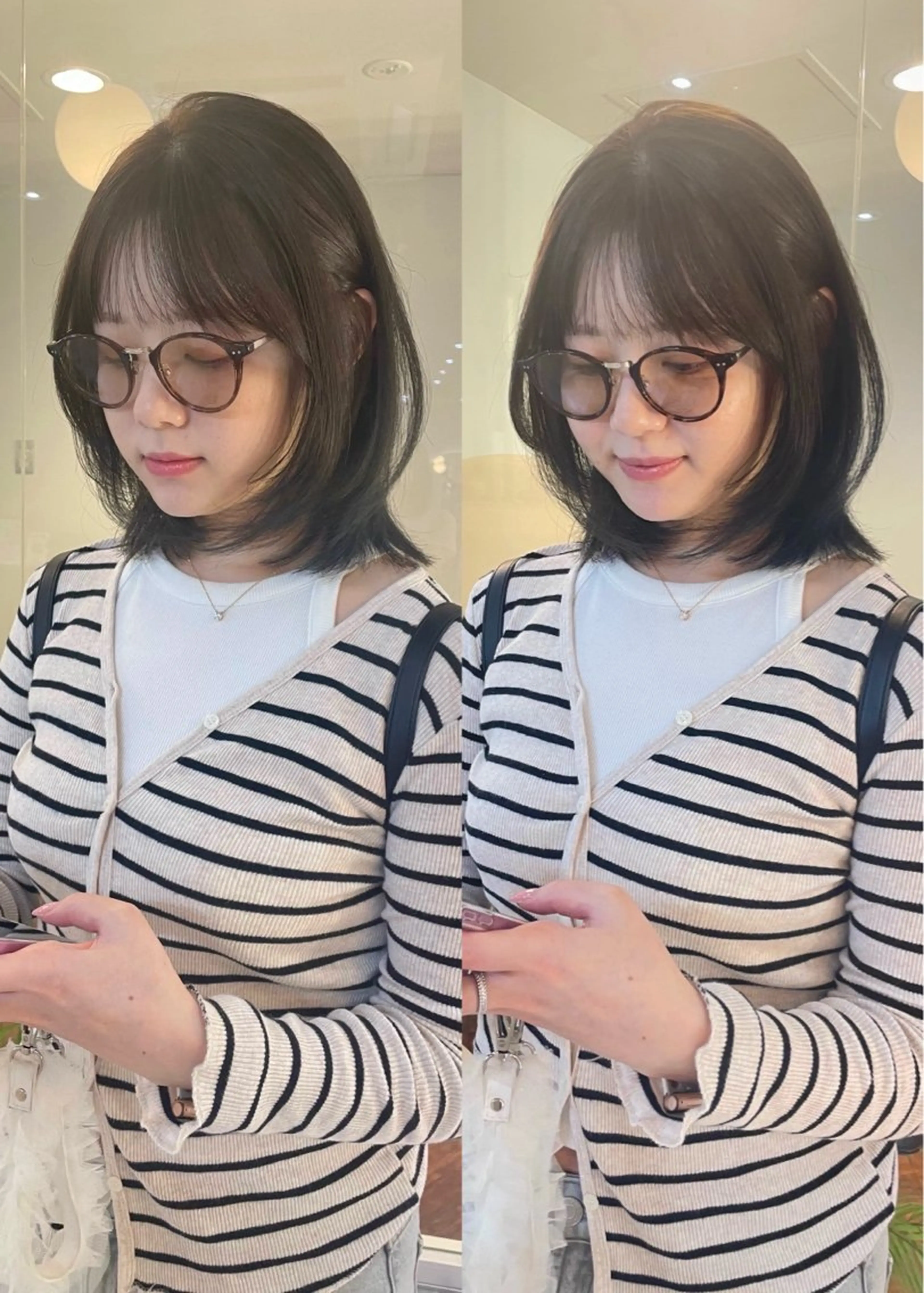 ミディアム ボブレイヤー ボブ レイヤーカット カット ヘアカラー トリートメント ボブ/透明感カラー/ 赤み消し/miyaのヘアスタイル