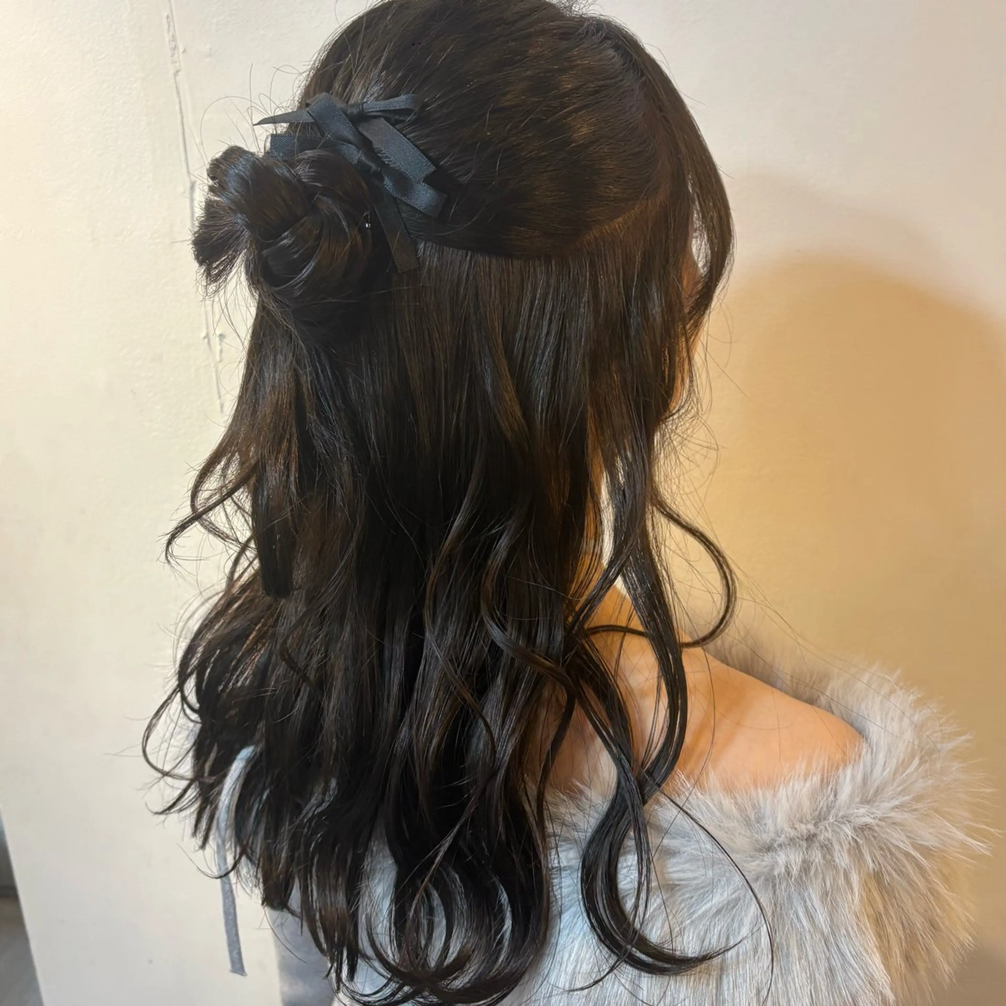 ヘアアレンジ ハーフアップ お団子ヘア ヘアセット ゆ ののヘアスタイル