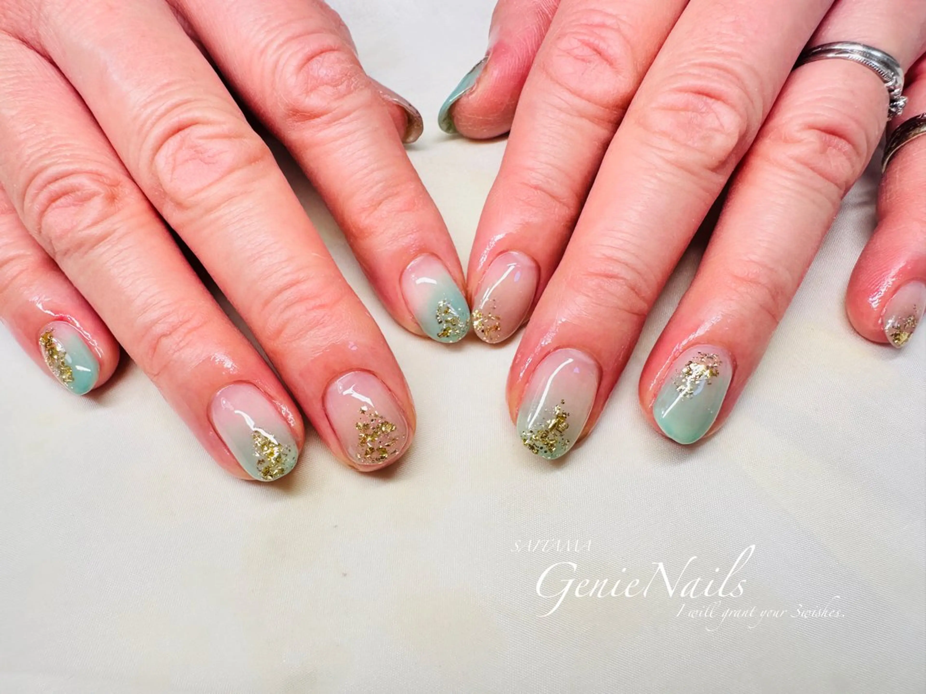 メンズ ネイル アートネイル 長さ出し ロングネイル 持ち込み 春ネイル Genie Nailsのネイルデザイン