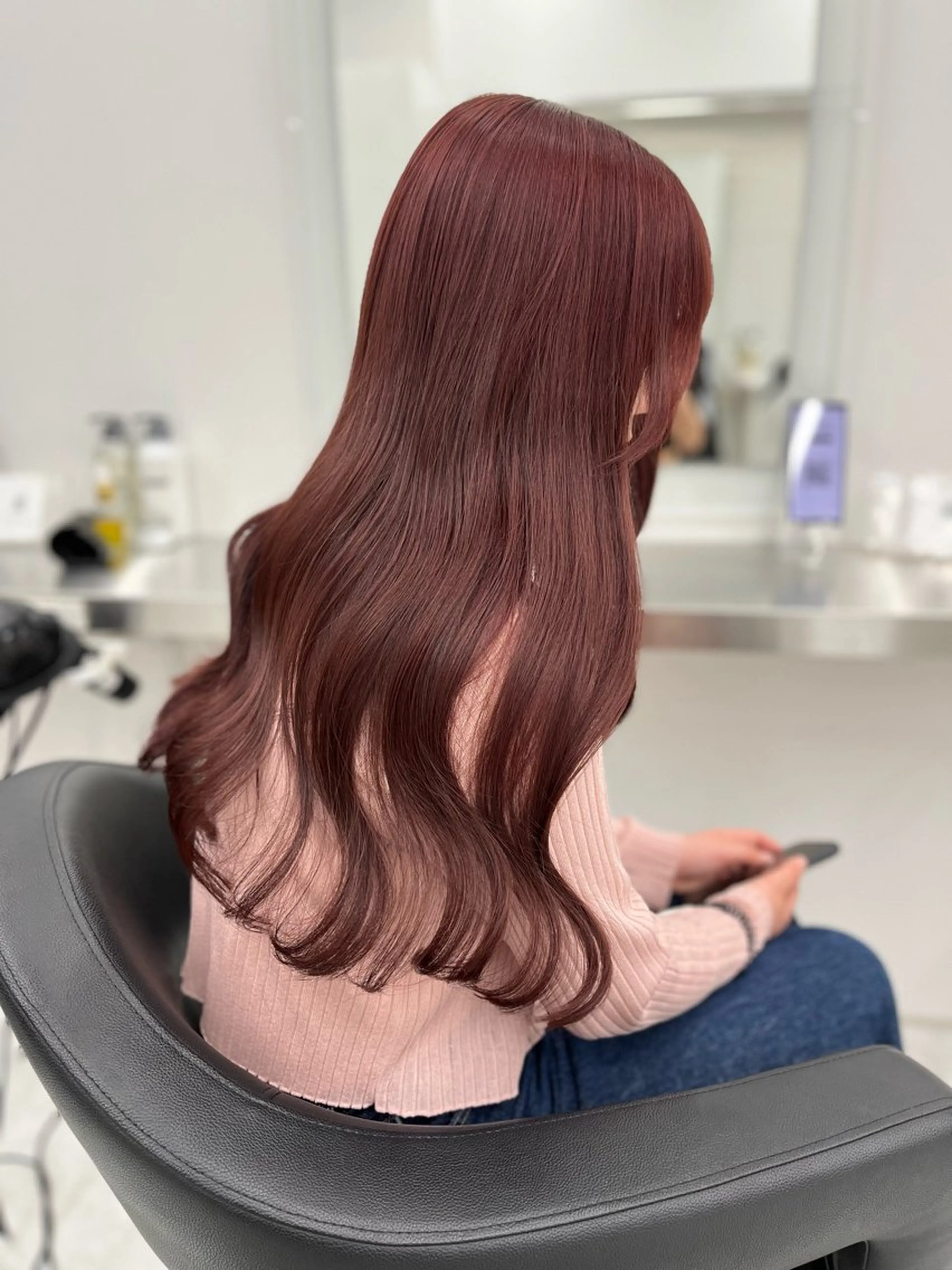 ロング カット ヘアカラー トリートメント ヘアセット 💗韓国暖色ヘア NO.1💗🪽のヘアスタイル