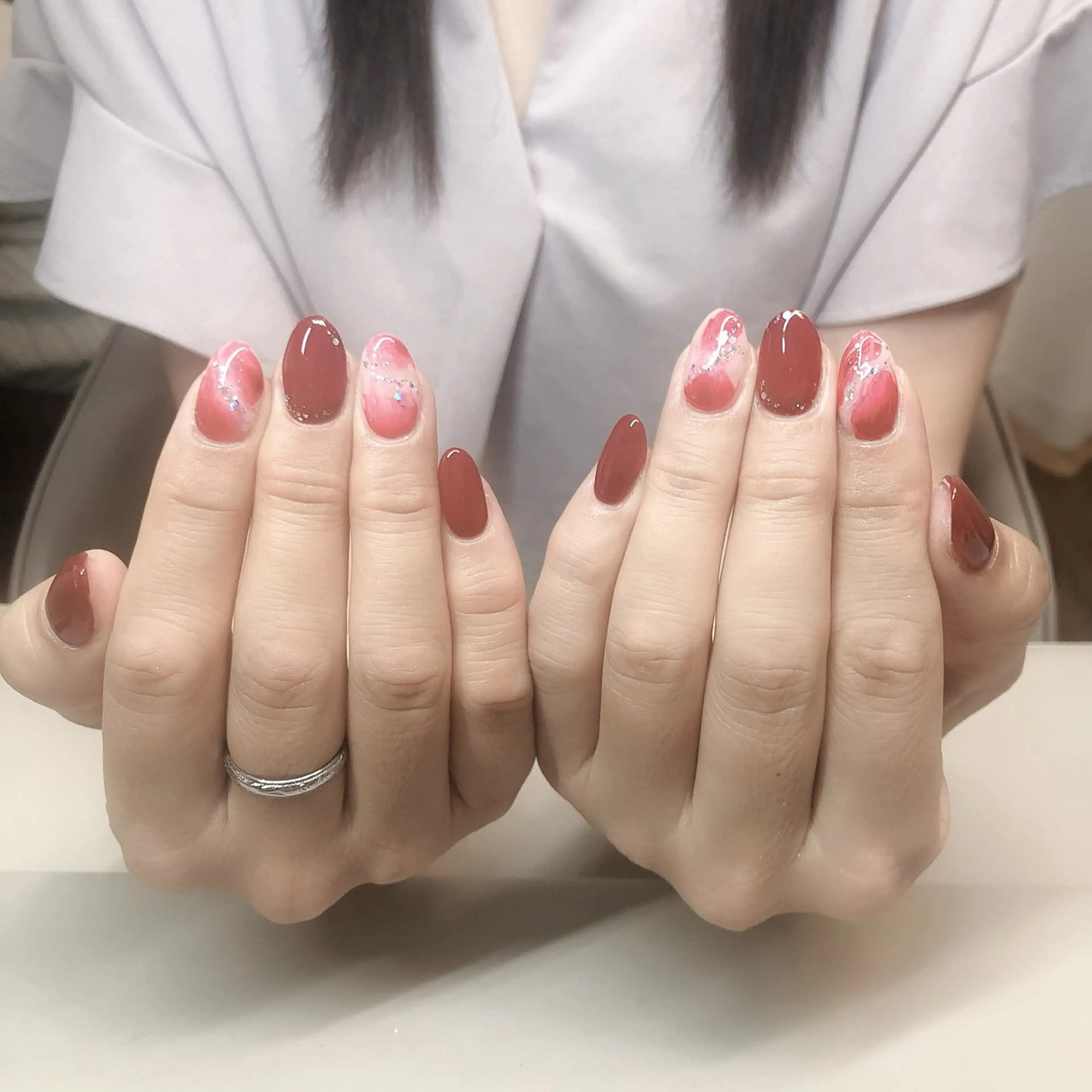 ネイル アニマル柄 アートネイル オーロラネイル べっ甲ネイル ブラウン Rika Nail ellaのネイルデザイン