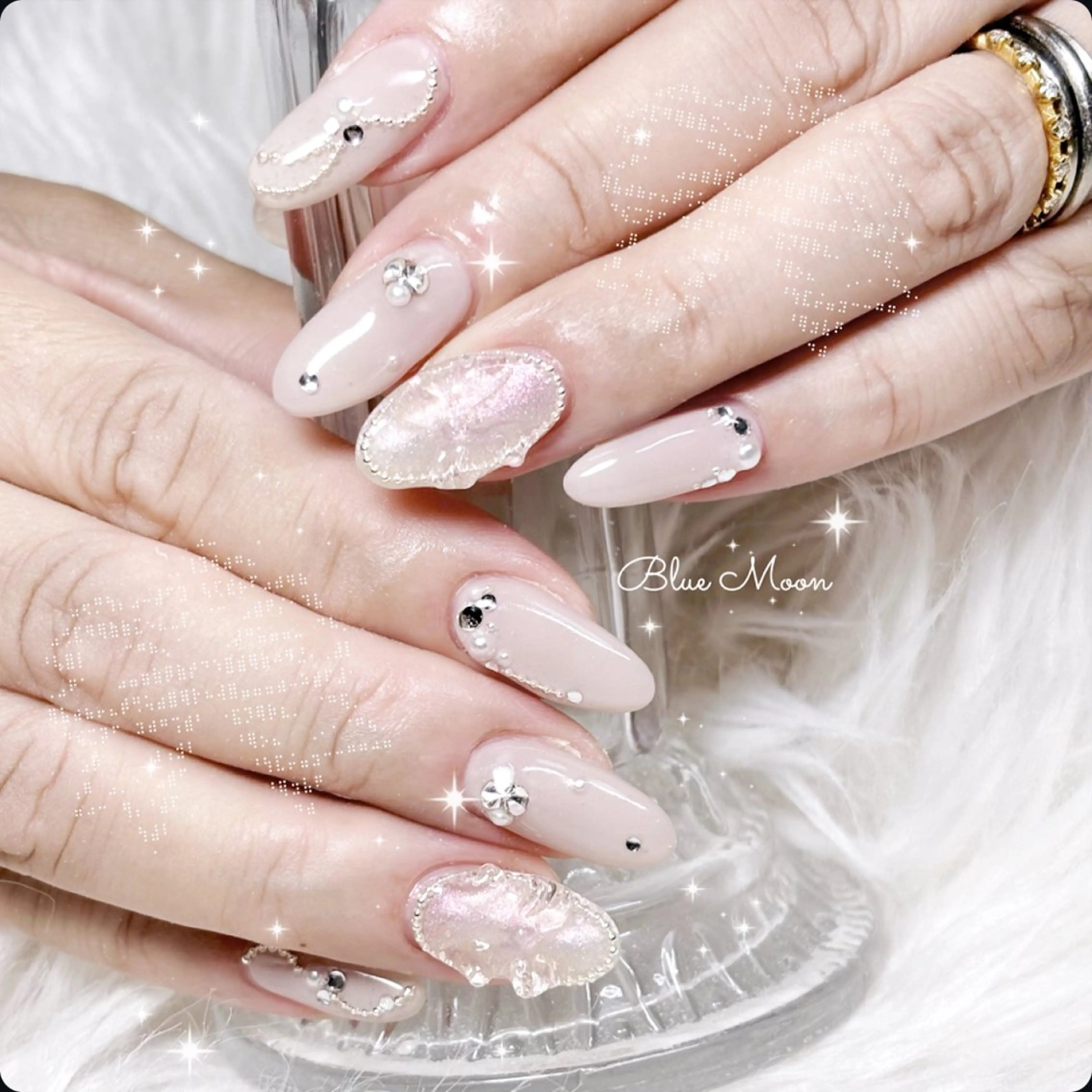 ネイル リボン ハンドネイル フットネイル ハンドケア nail salon Blue Moonのネイルデザイン