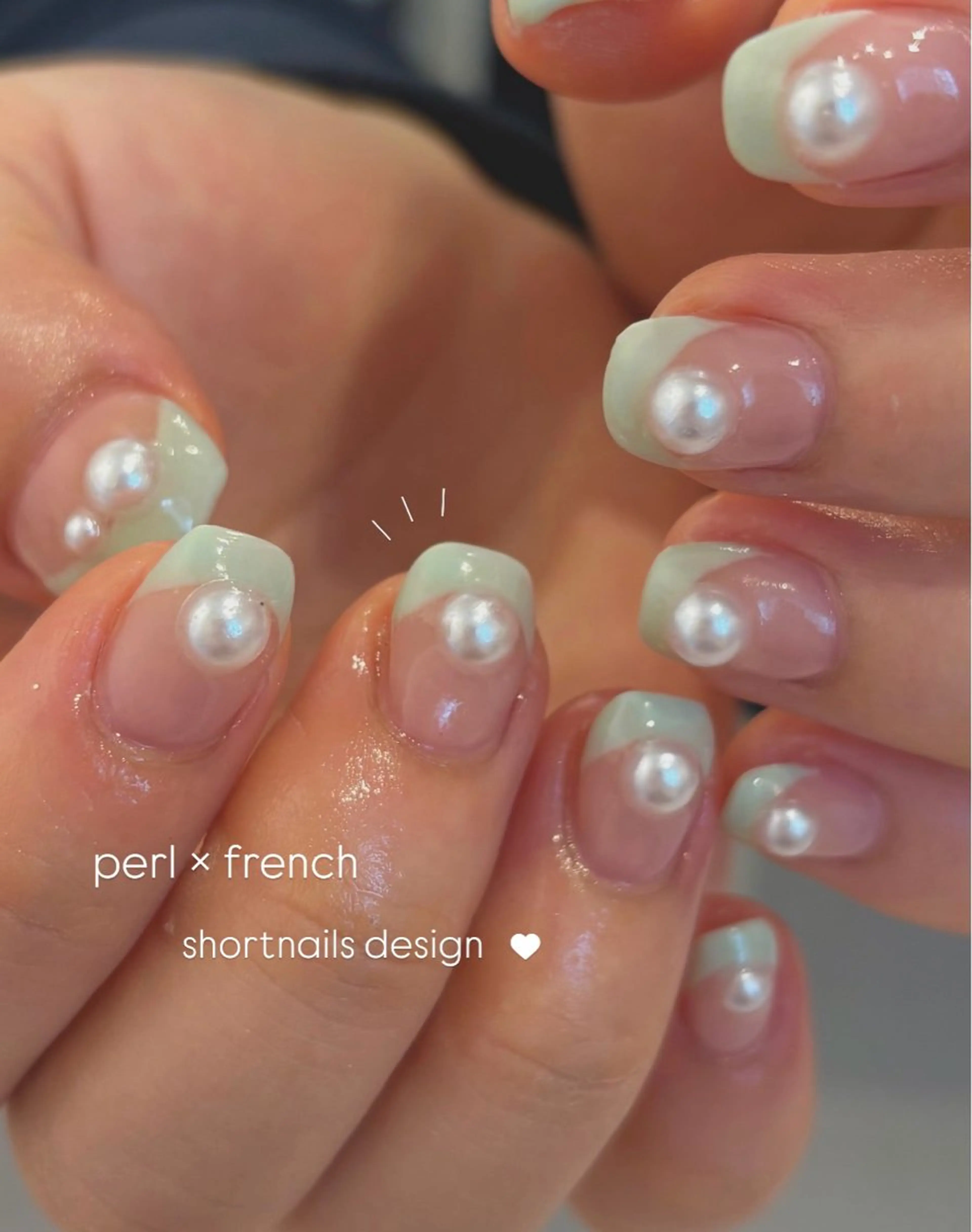 ネイル フレンチネイル グリーン ニュアンスネイル 春ネイル ハンドネイル ハンドケア enurk店 🍋 M I K U  *のその他イメージ