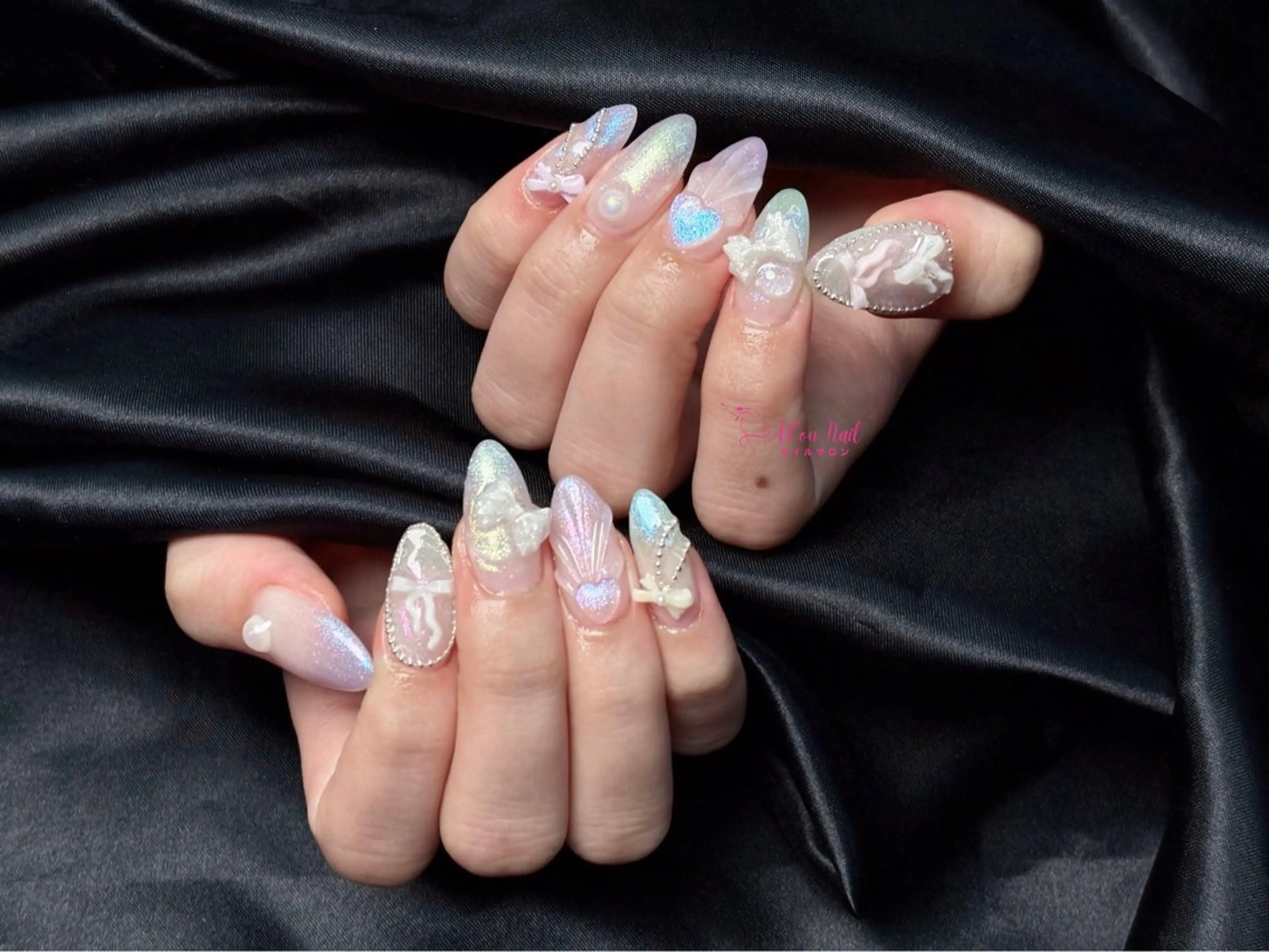 ネイル 桜ネイル 長さ出し フラワーネイル フレンチネイル ジェルネイル ハンドネイル ACon NailSalonのネイルデザイン
