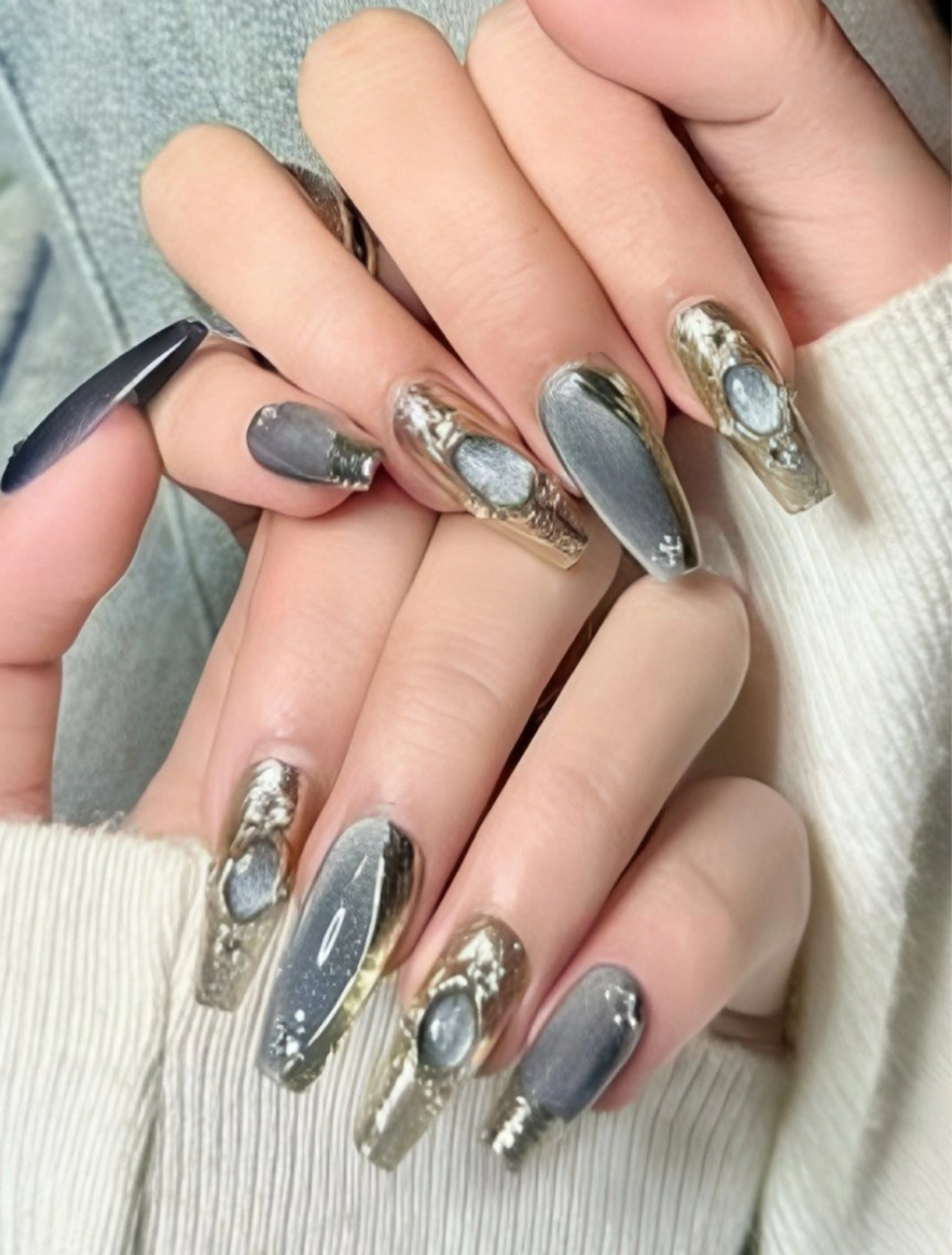 チップ長さ出しミラーフレンチ/ガラスフレンチの写真