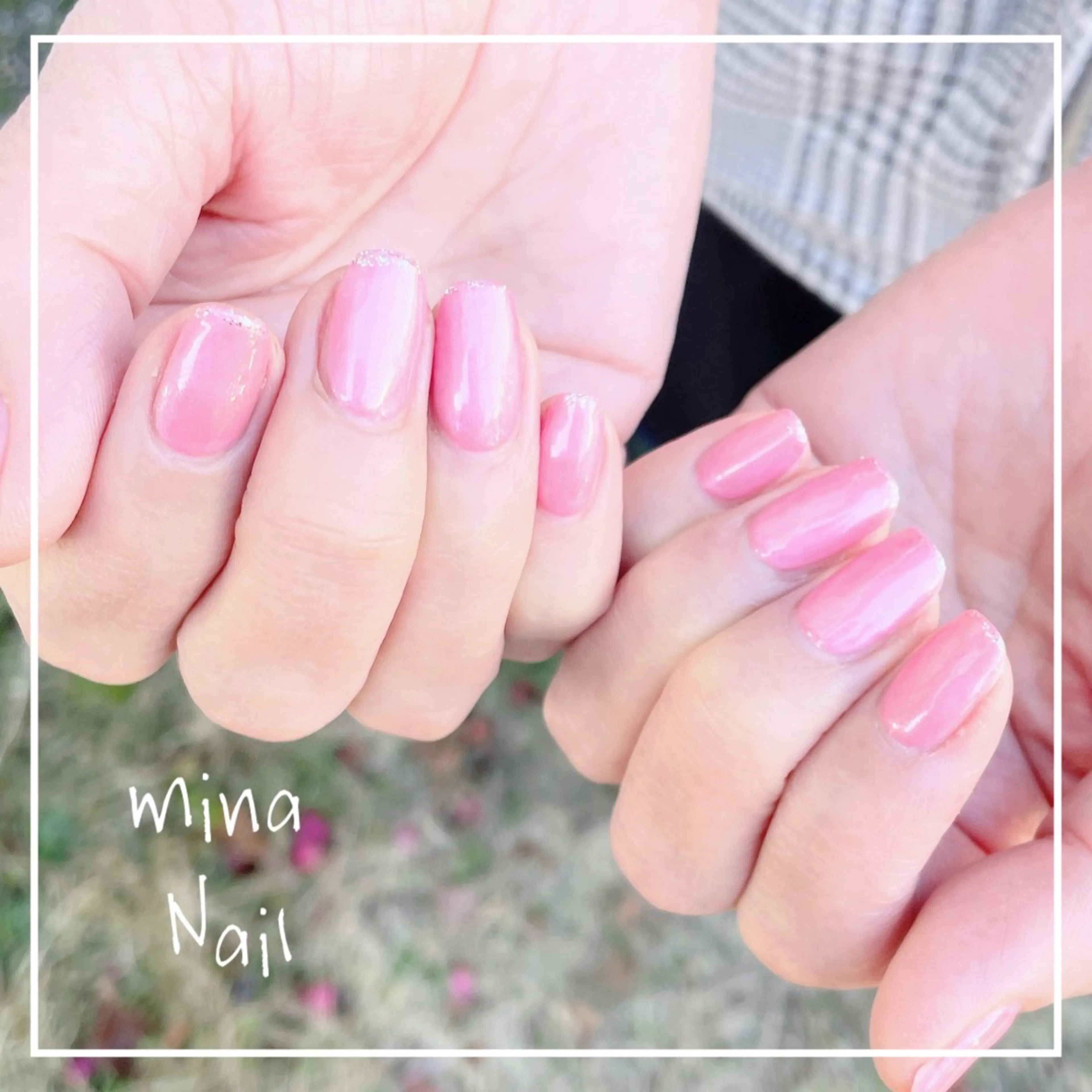 ネイル フレンチネイル ラメ(グリッター) ピンク シルバー 春ネイル mina Nailのネイルデザイン