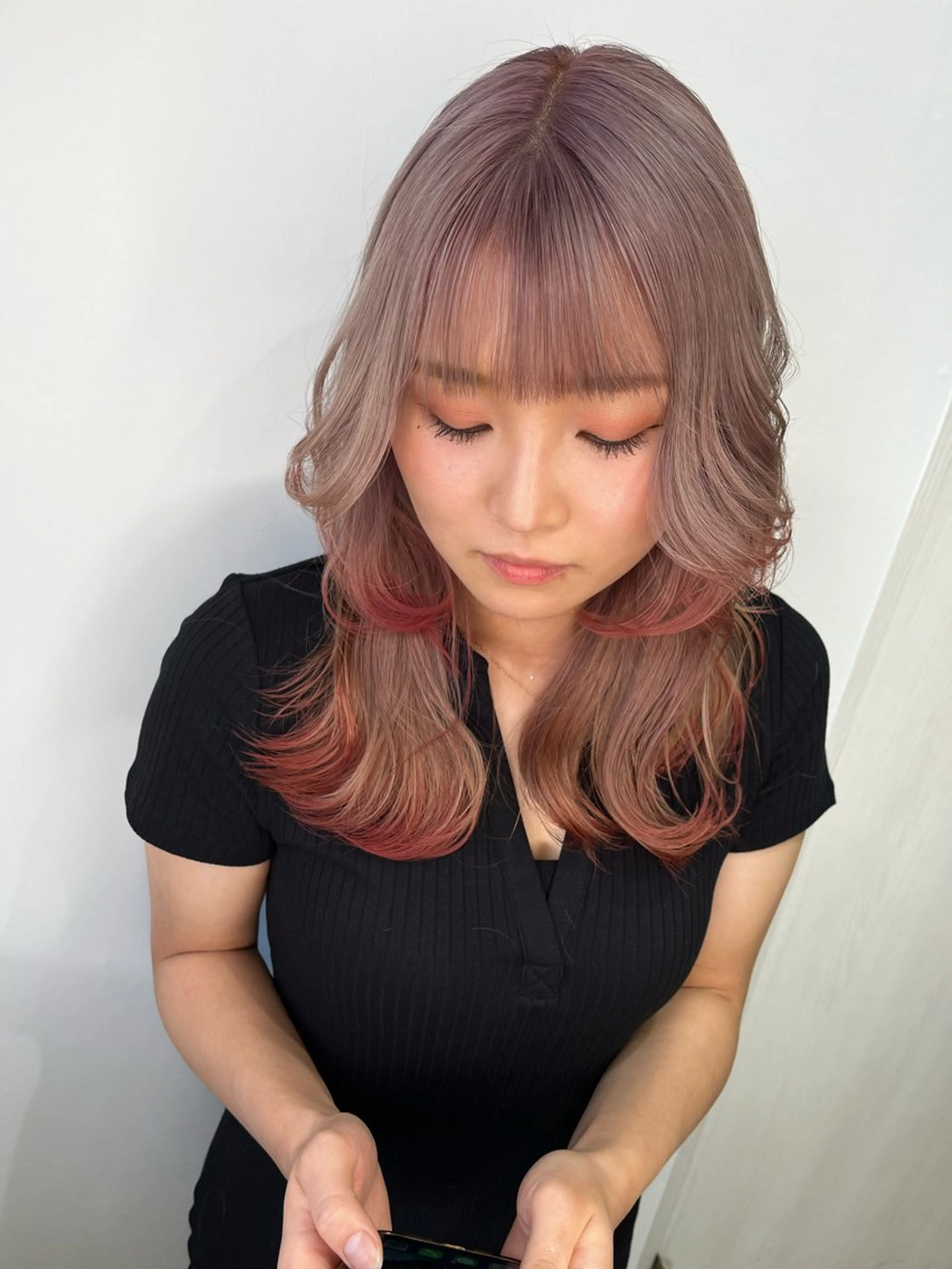 ミディアム カラー ダブルカラー 新宿のヘアスタイル