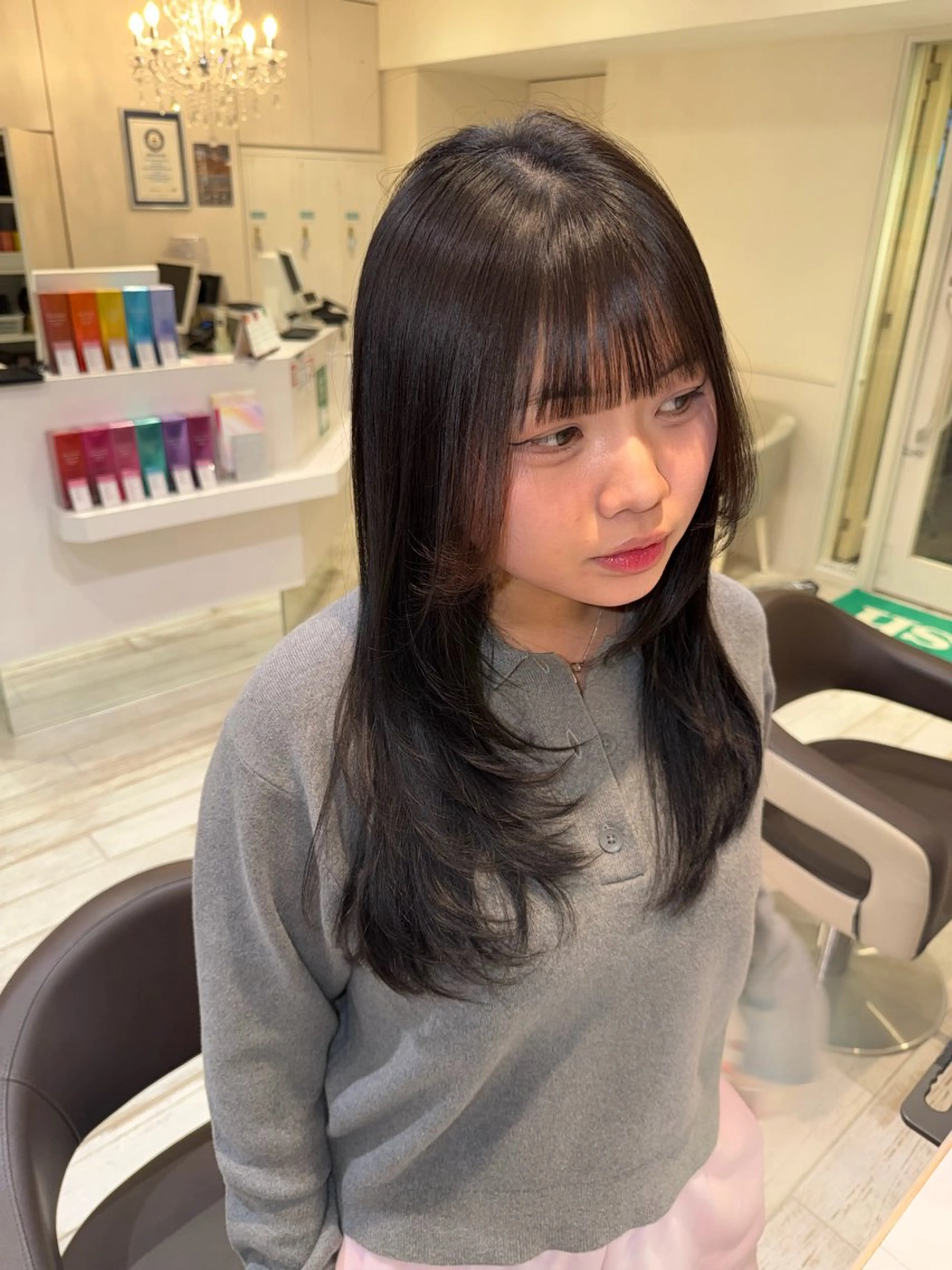 セミロング レイヤーカット 朴 鈴香のヘアスタイル