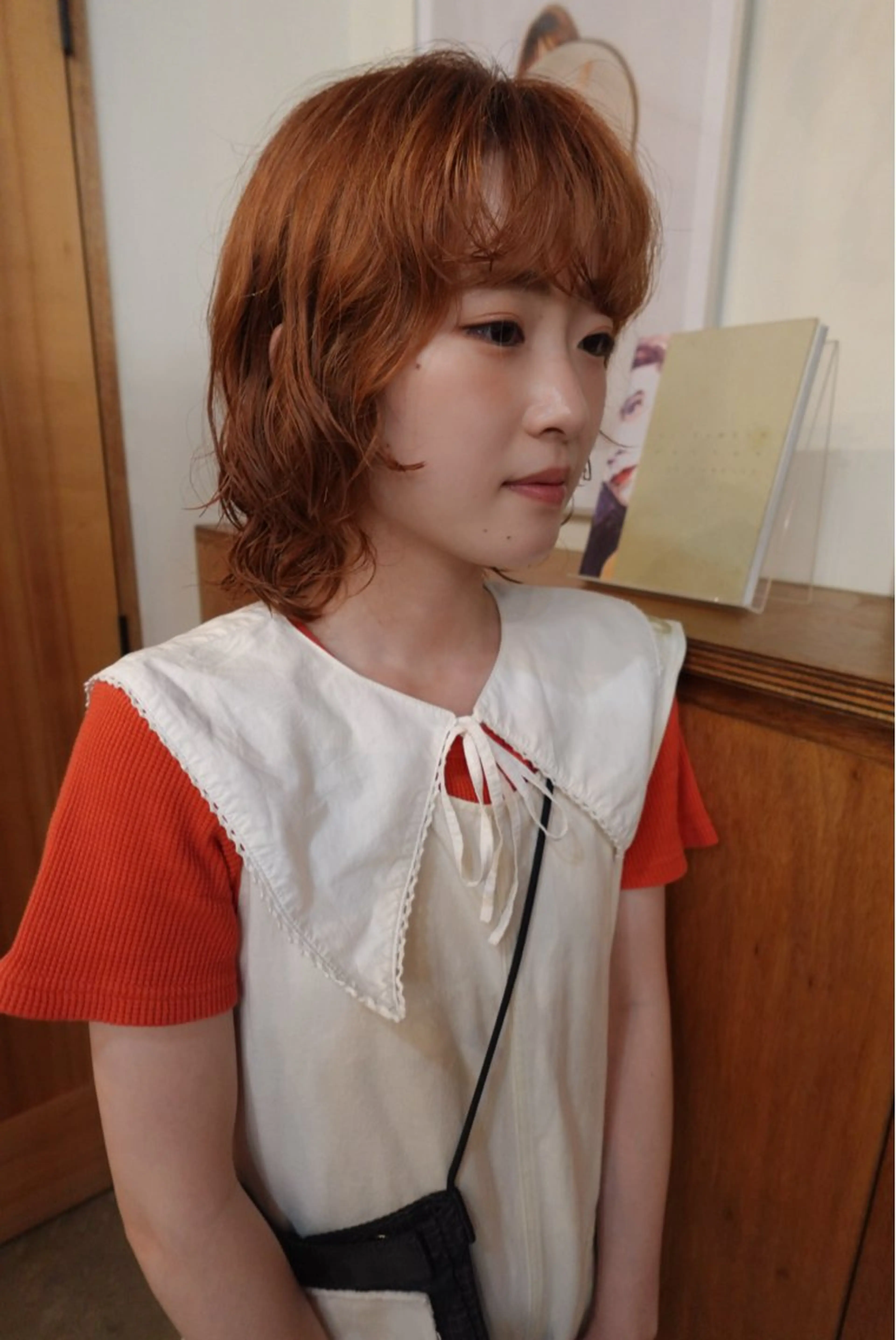 ミディアム カラー パーマ ミディアムパーマ オレンジ カット パーマ トリートメント Stoop所属・momo /ボブ/パーマのヘアスタイル