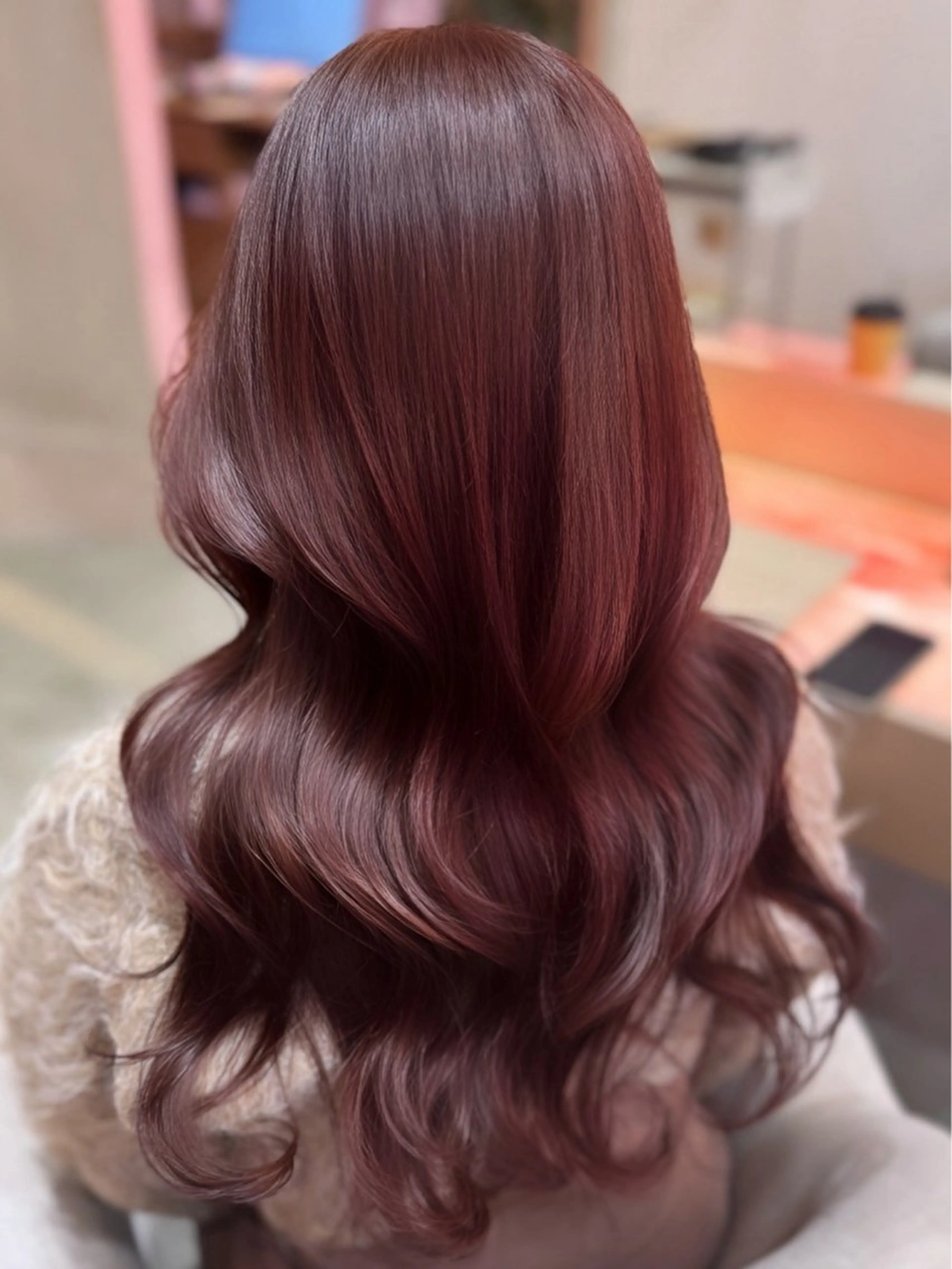 ロング カラー Miu 名古屋カット ミディアム/ピンク髪のヘアスタイル