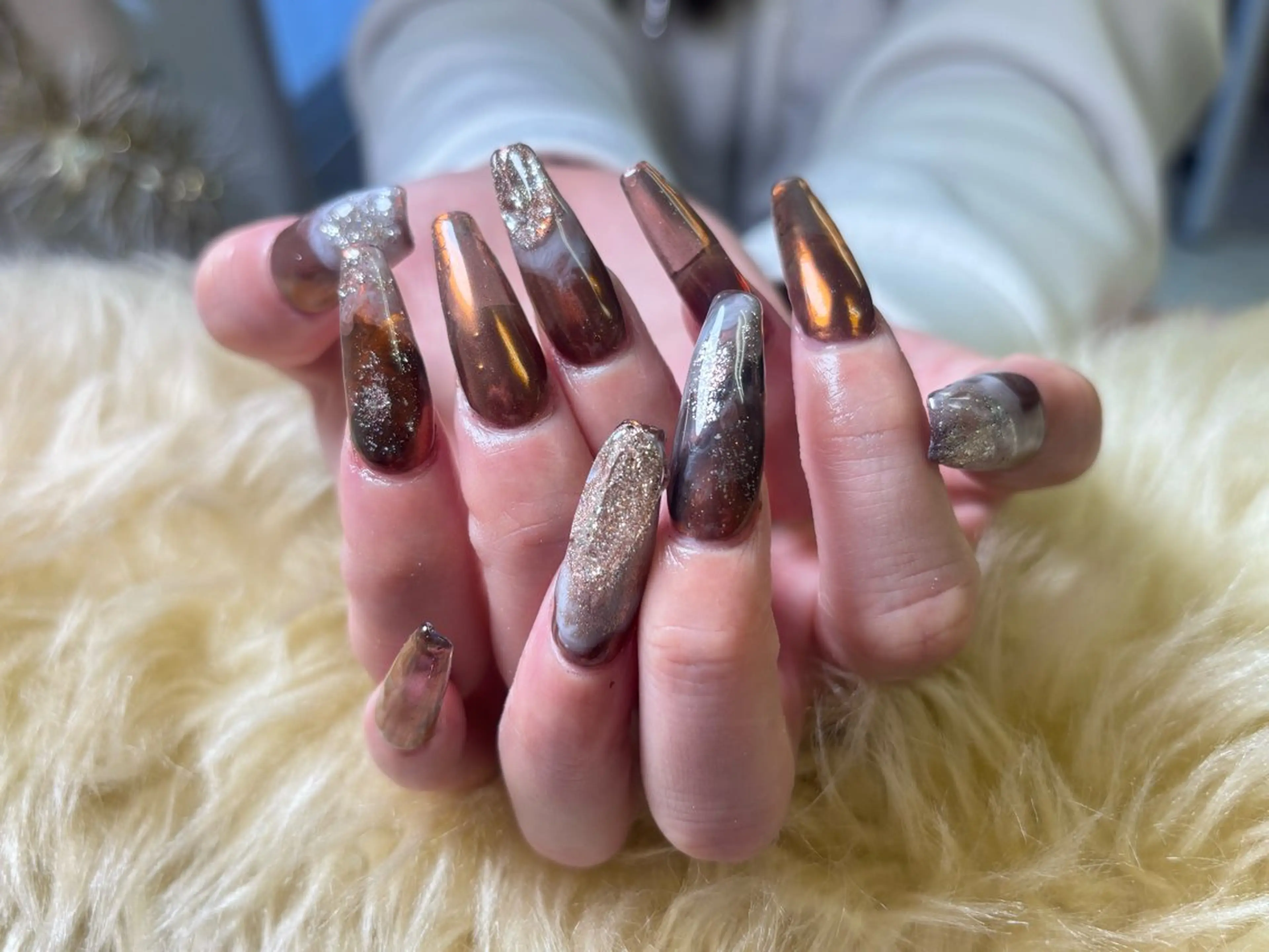 ネイル 渋谷T&B ロング ネイル/ユキ🤎のネイルデザイン