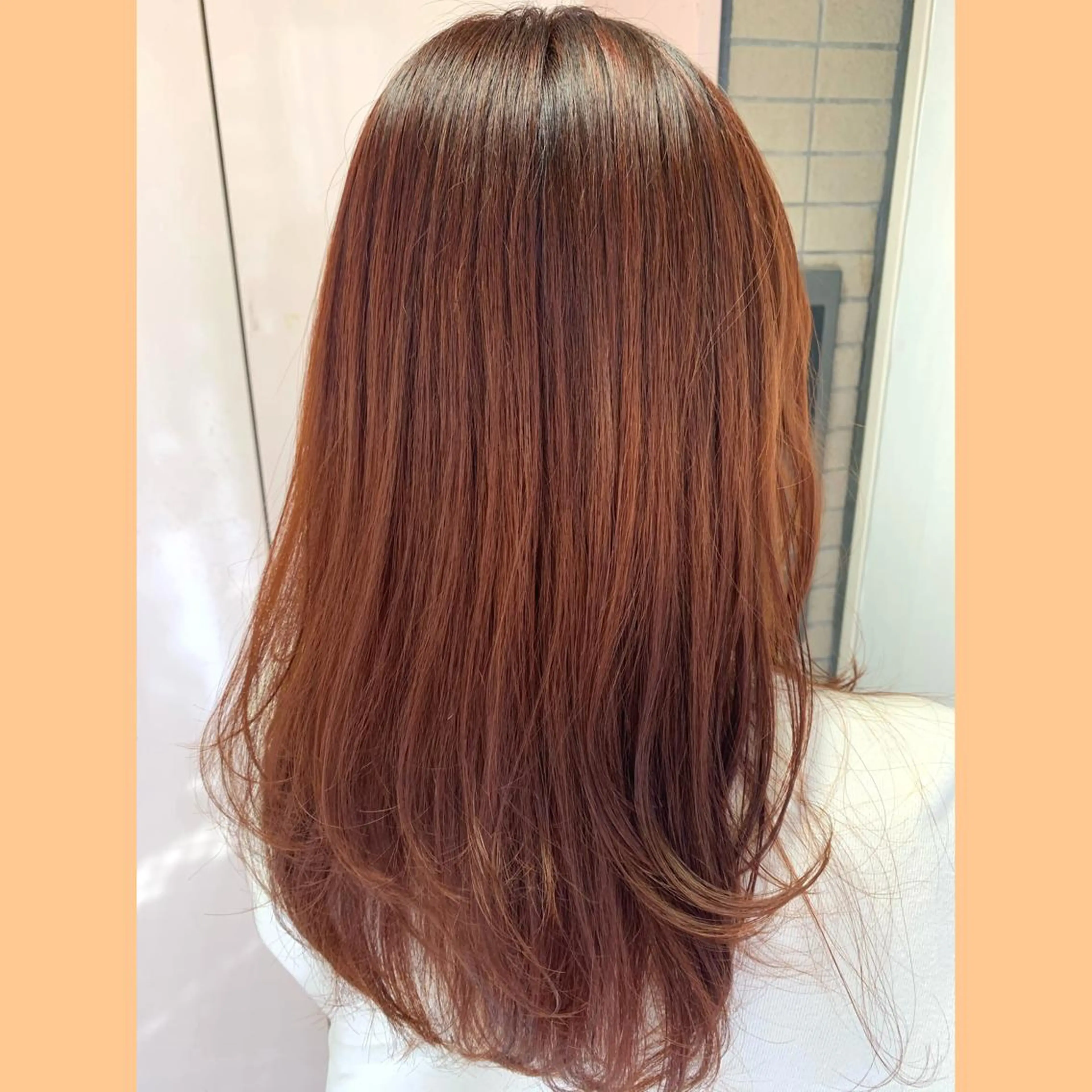 ロング カラー ブリーチ ダブルカラー ブリーチなしカラー オレンジ 浅沼 久瑠美のヘアスタイル