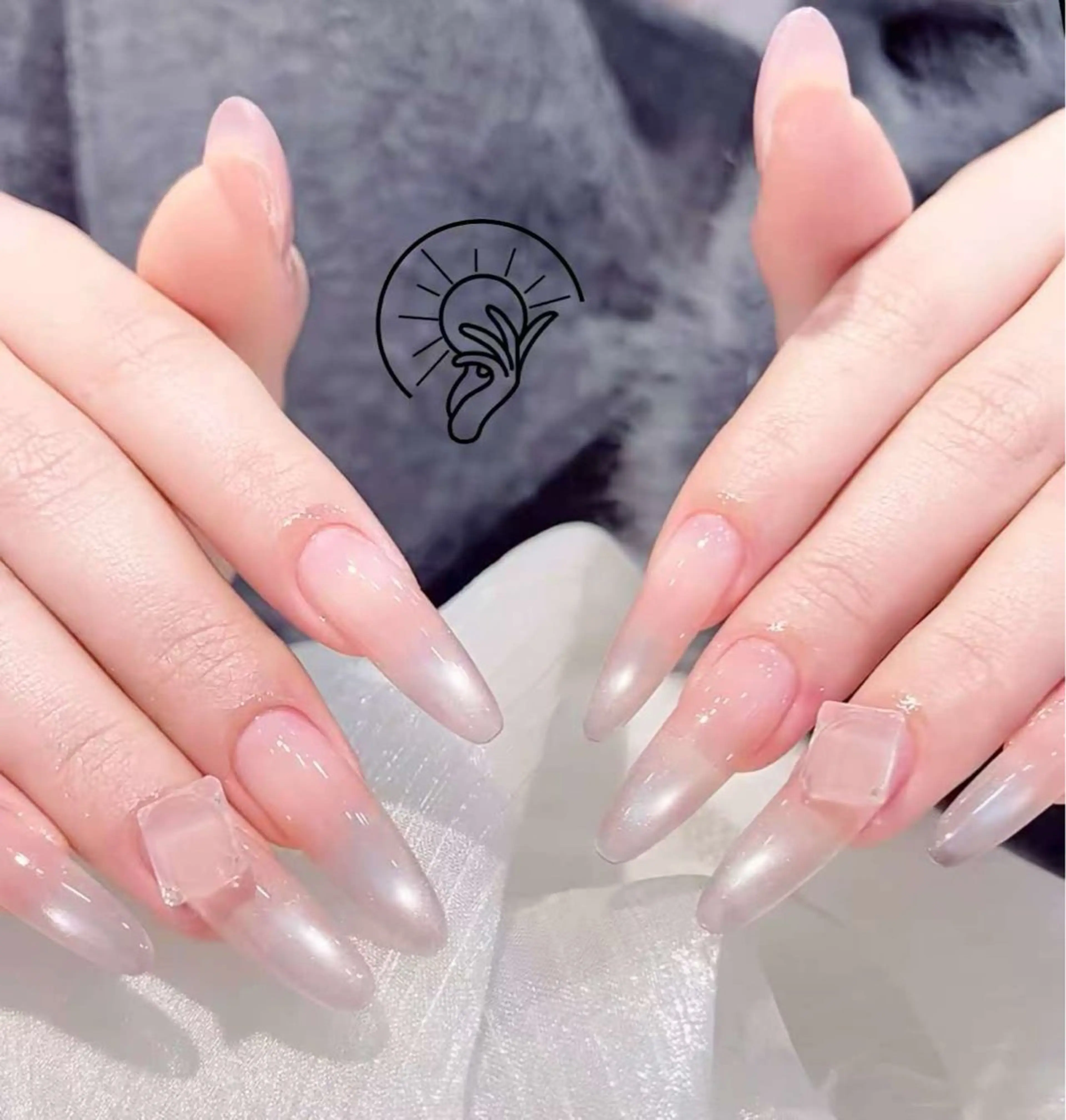 ネイル チークネイル 長さ出し フレンチネイル ガーリー 韓国ネイル sun nail池袋 モデル募集のネイルデザイン