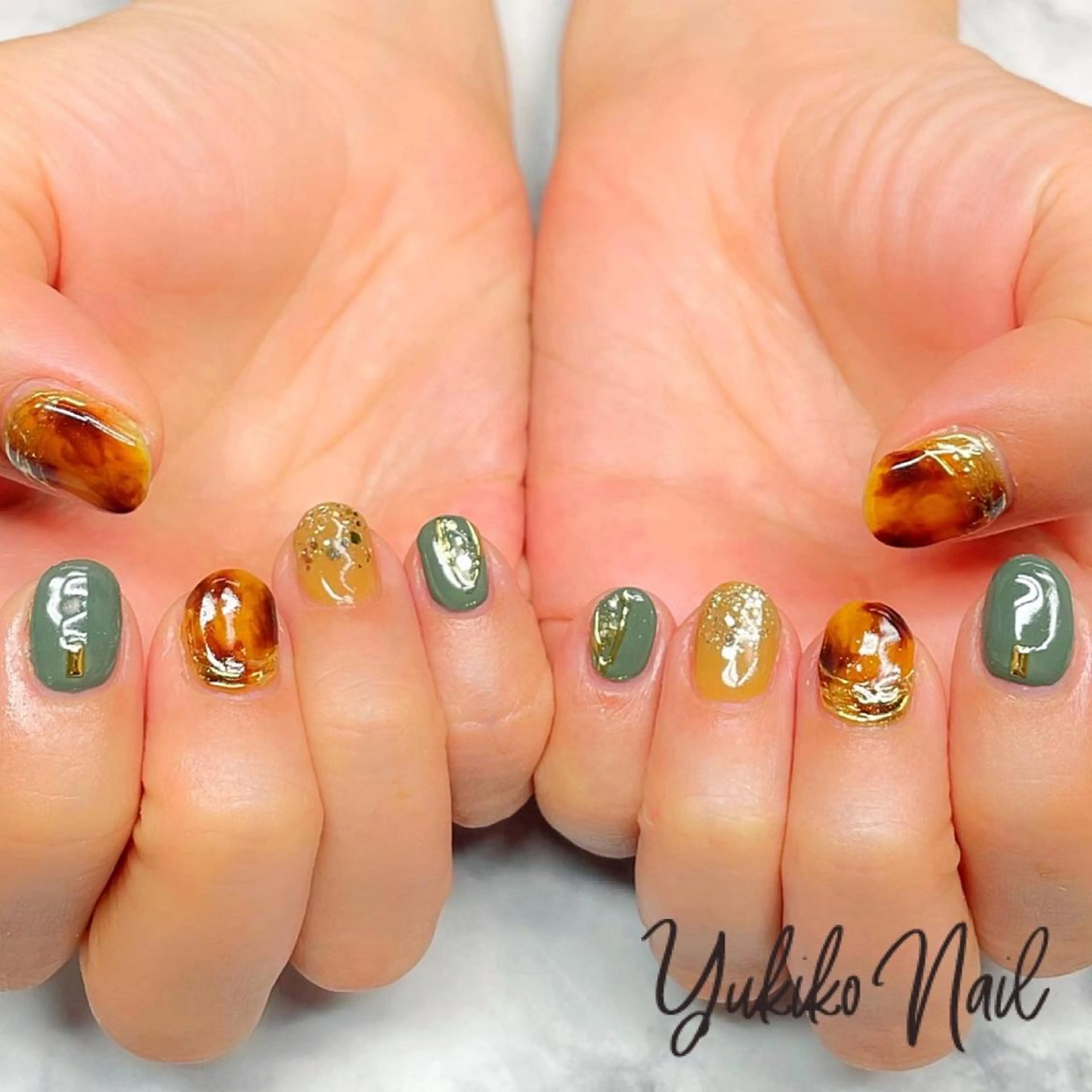 ネイル べっ甲ネイル ミラーネイル ハンドネイル ユキコ ネイルのネイルデザイン