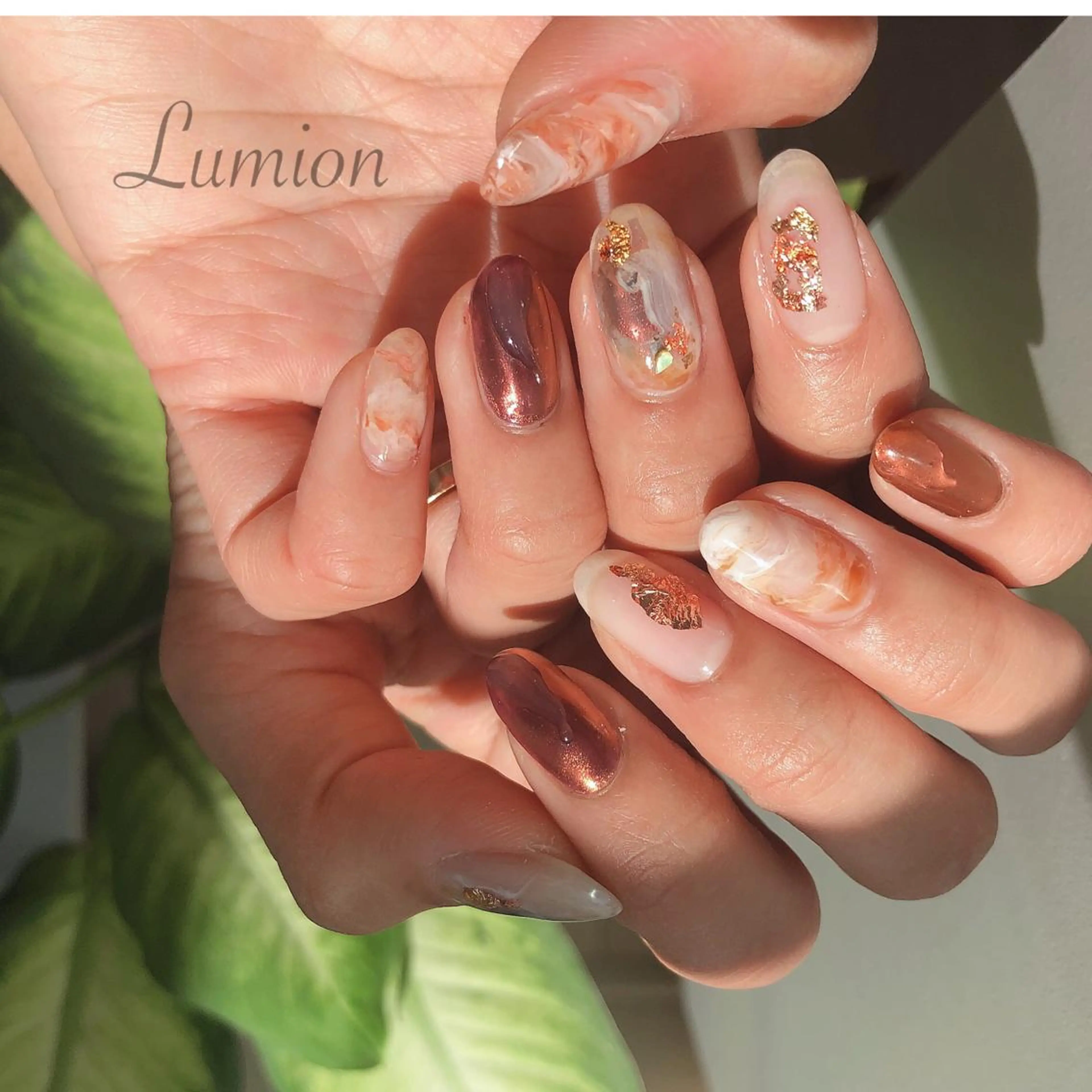 ネイル ブラウン ハンドネイル nailroom Lumionのネイルデザイン