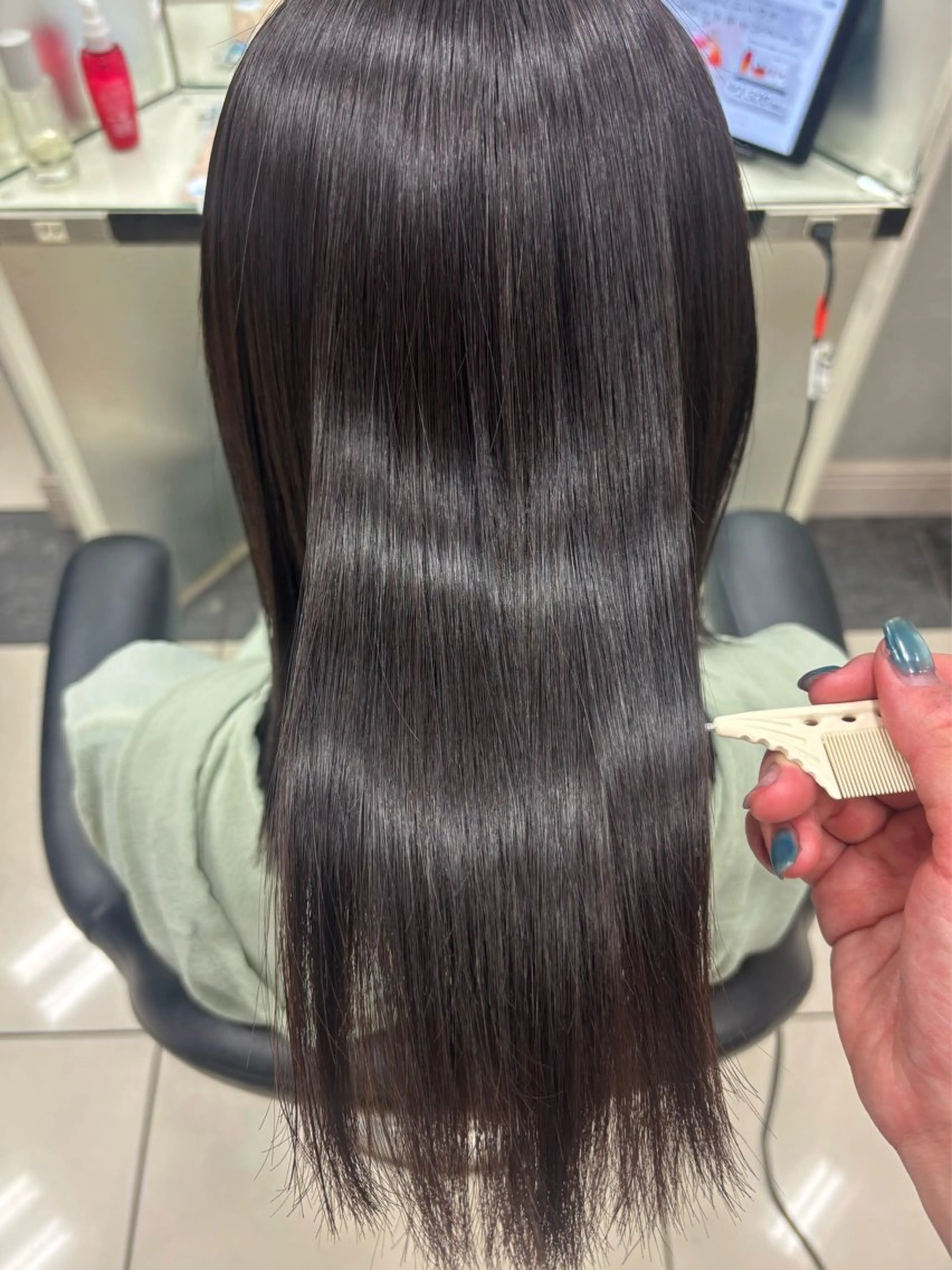 セミロング 縮毛矯正 縮毛矯正 ブリーチなしダブル カラー/暖色/麻咲のヘアスタイル