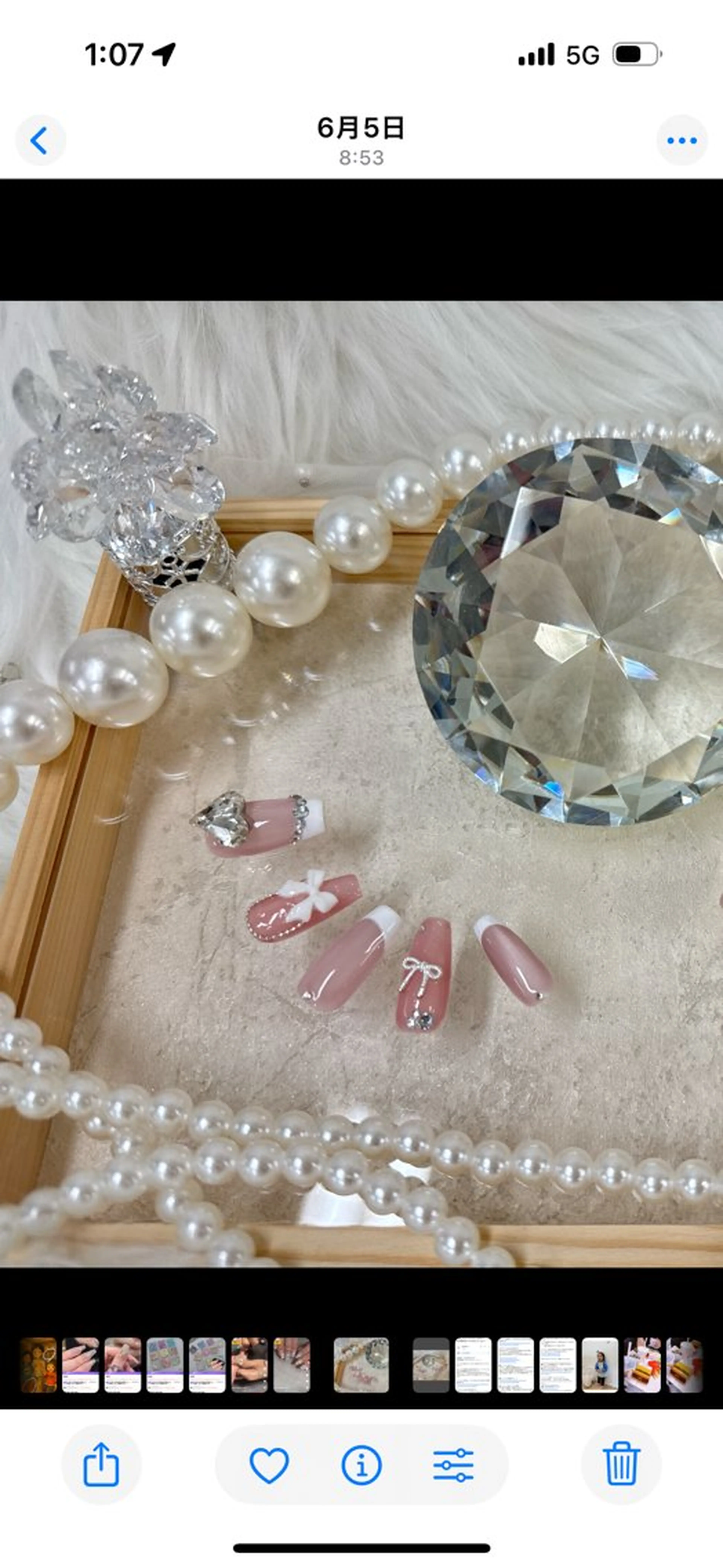 ネイル 長さ出し フレンチネイル ジェルネイル ガラスフレンチ マグネットネイル Queeens nailのネイルデザイン