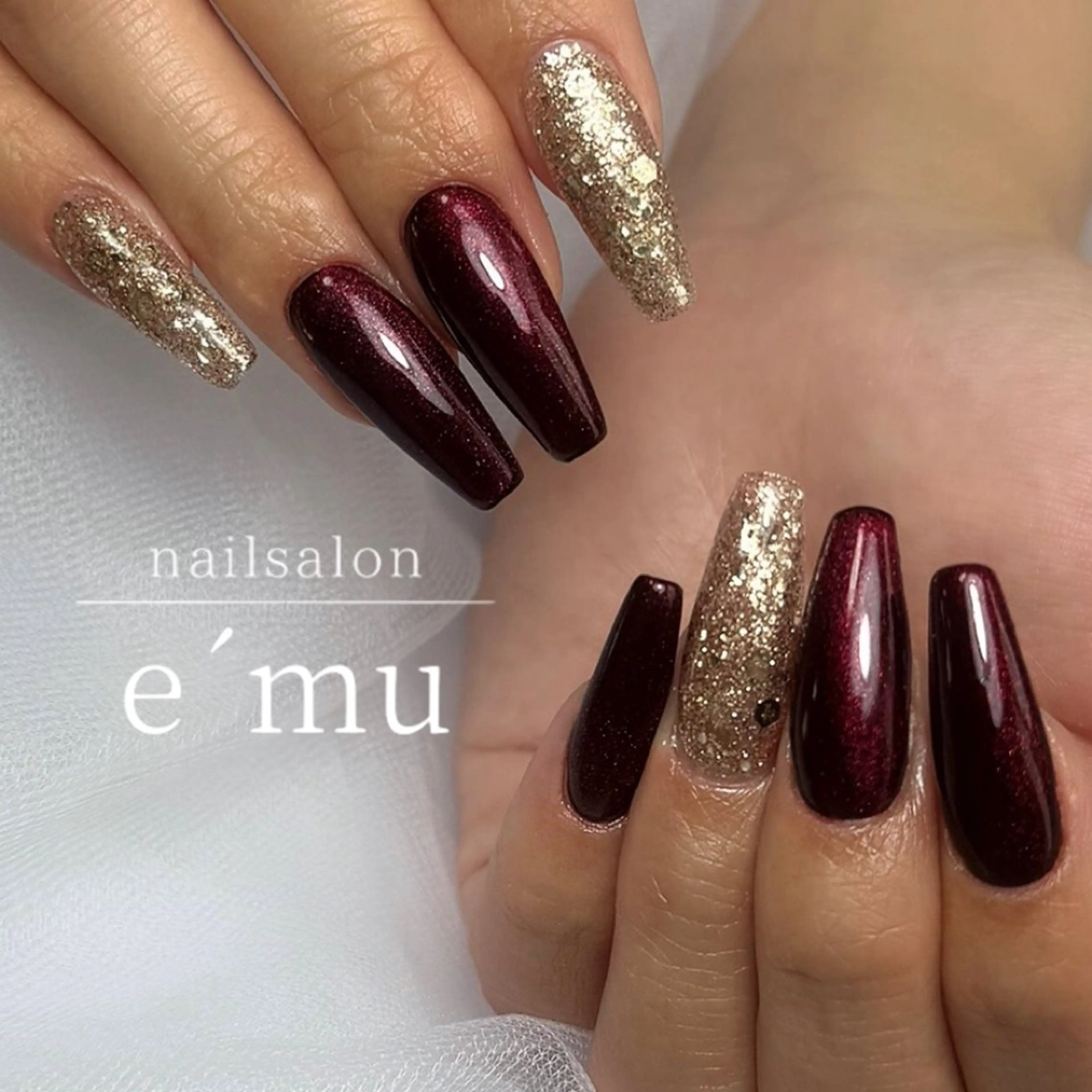 ネイル 赤色 ハンドネイル nailsalon e´muのネイルデザイン