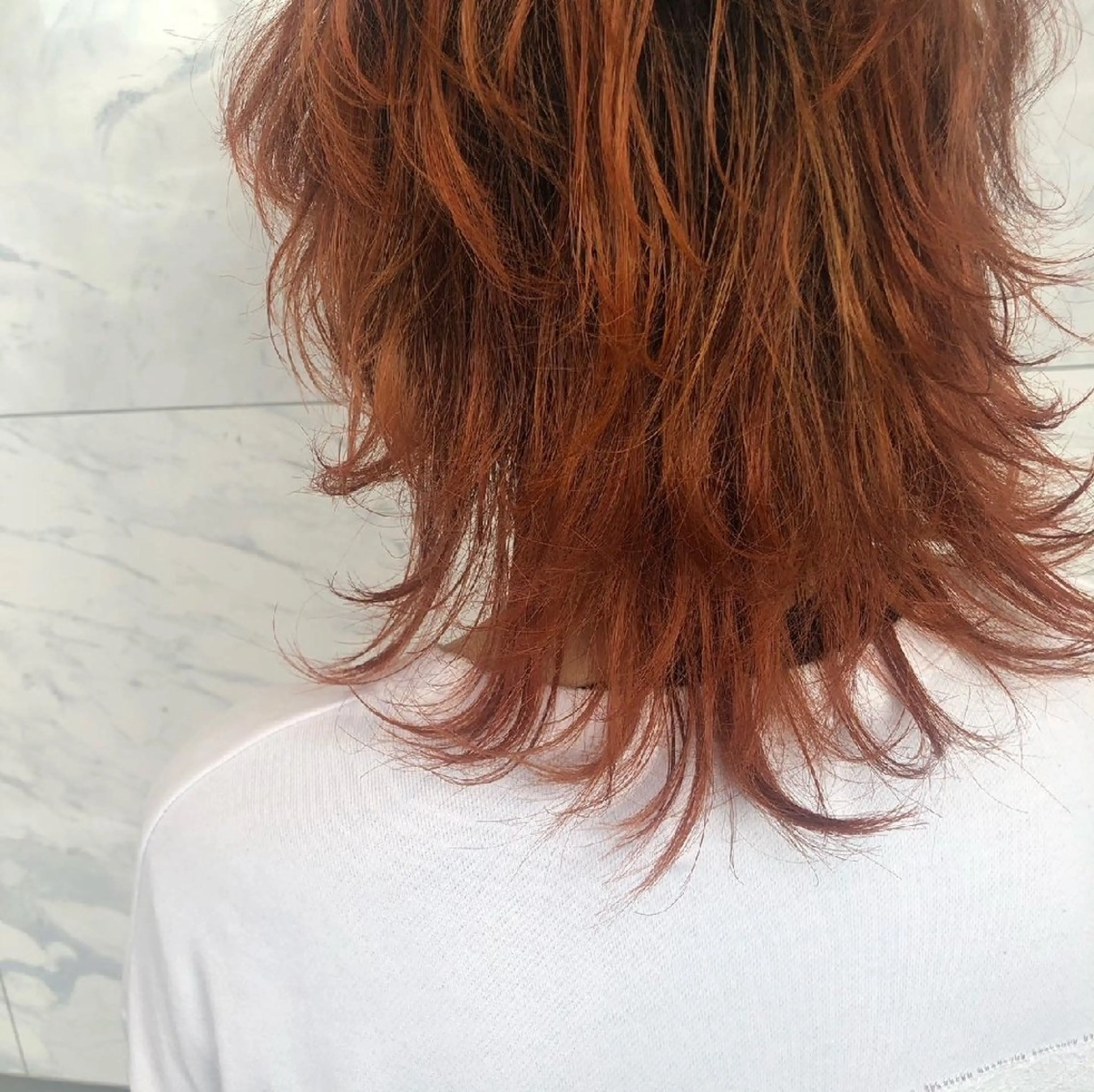 ミディアム カラー ハイトーンカラー オレンジ 婦中町／4月限定無料 カットメニューありのヘアスタイル