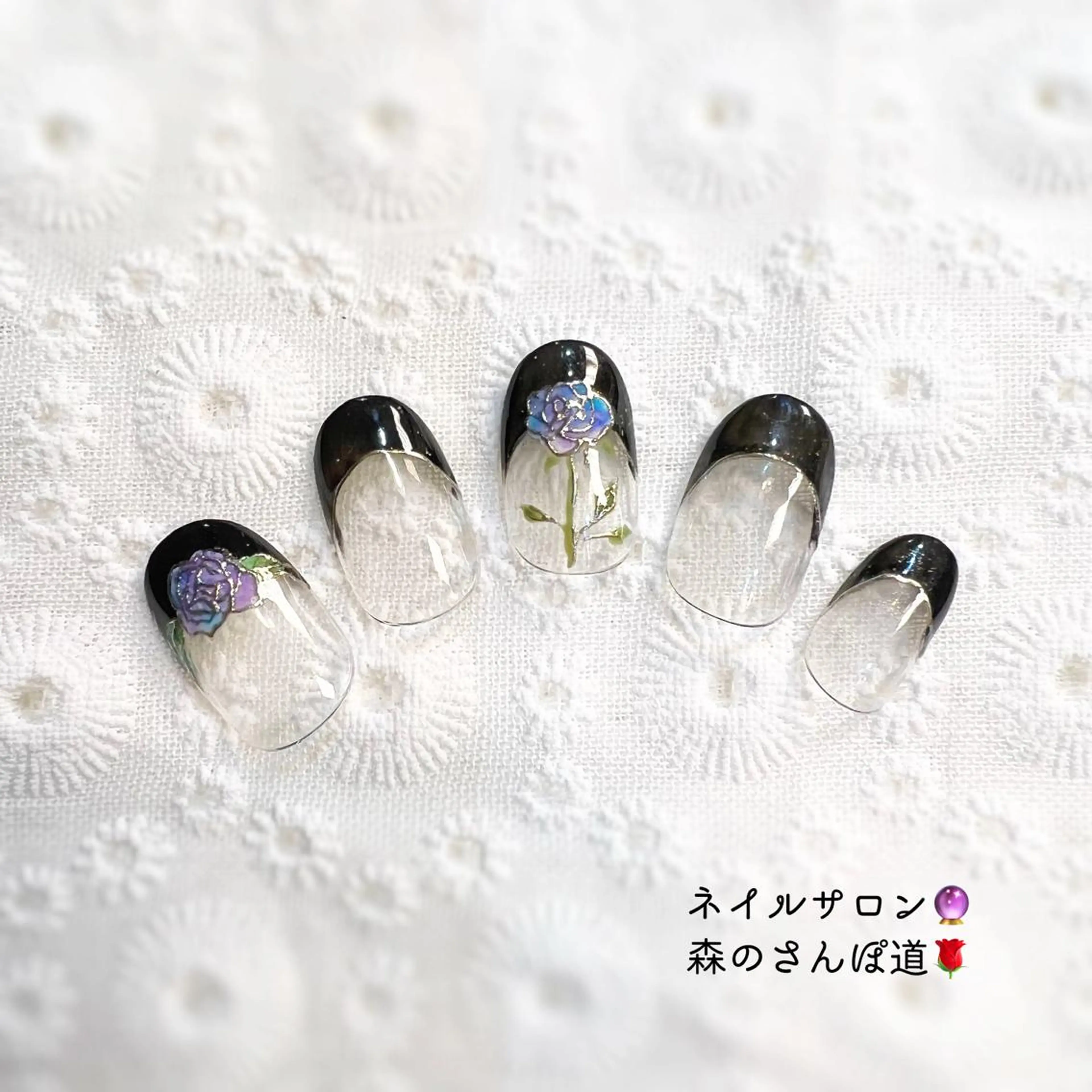 ネイル ハンドネイル ショートネイル 森のさんぽ道のネイルデザイン