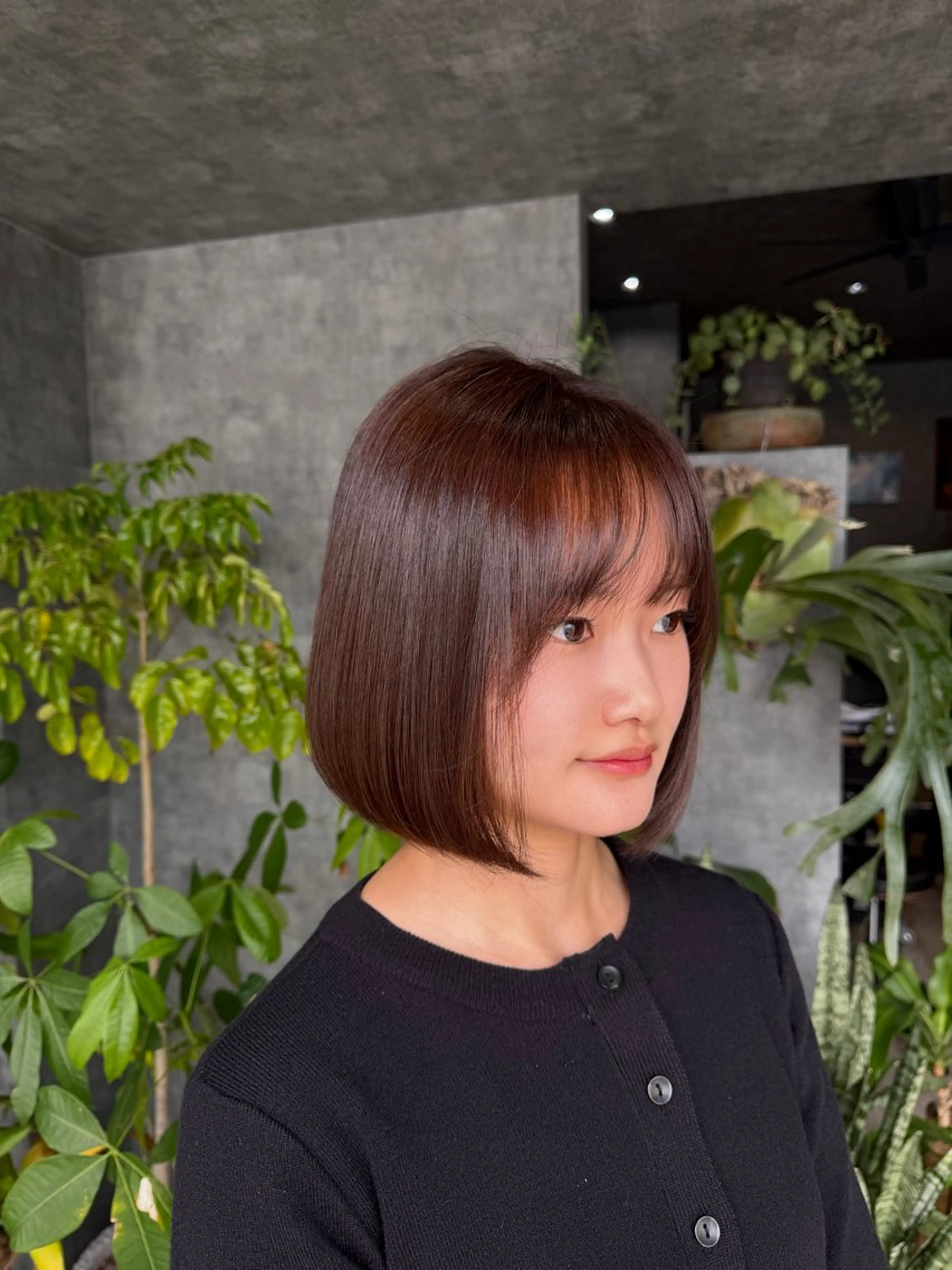 ミディアム カラー ブラウンカラー glac 當田のヘアスタイル