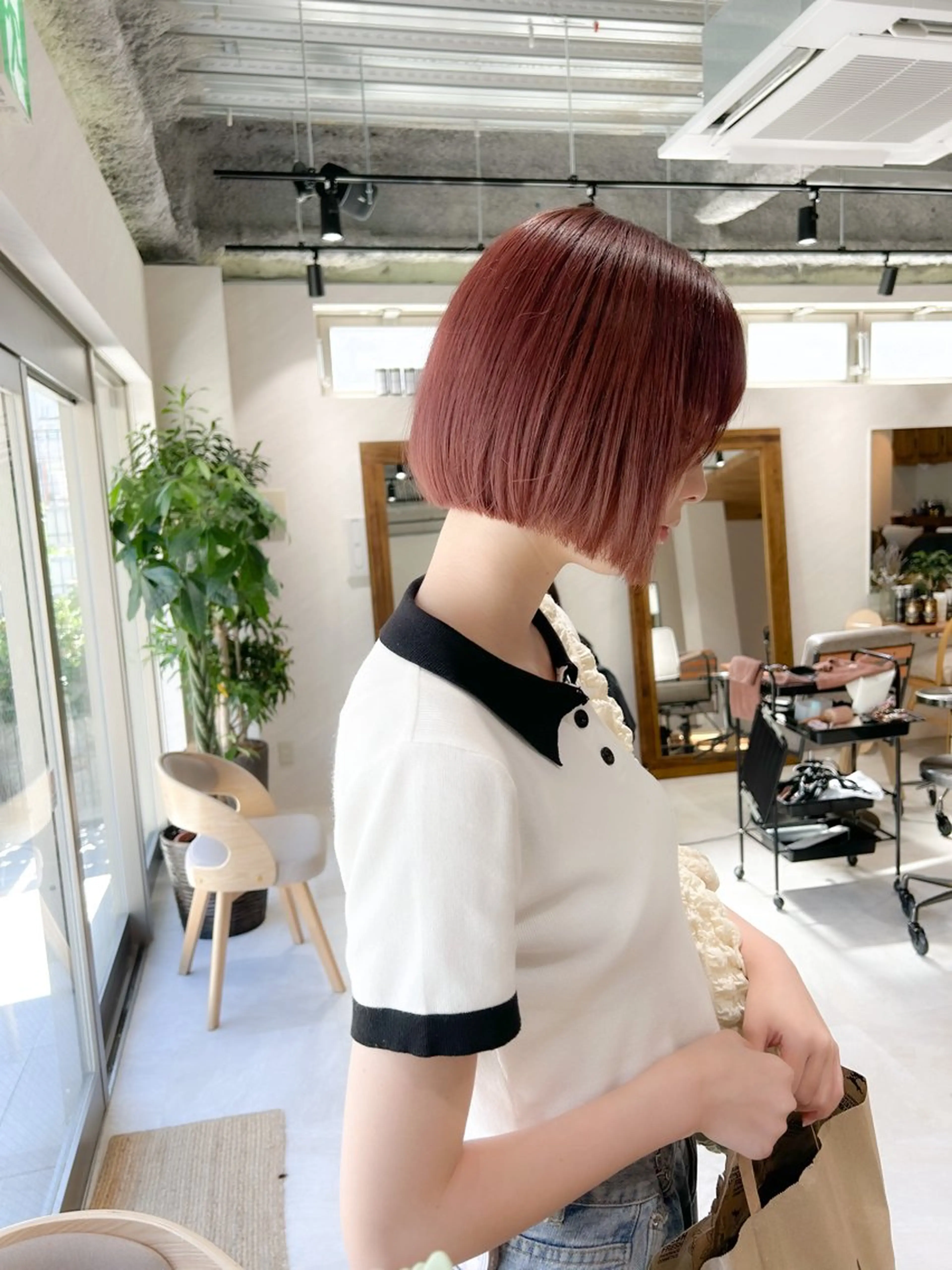 ミディアム カラー ベージュカラー ピンクカラー ピンクベージュ ボブ 🎀レイヤー・艶カラ ー🎀YUMEKAのヘアスタイル