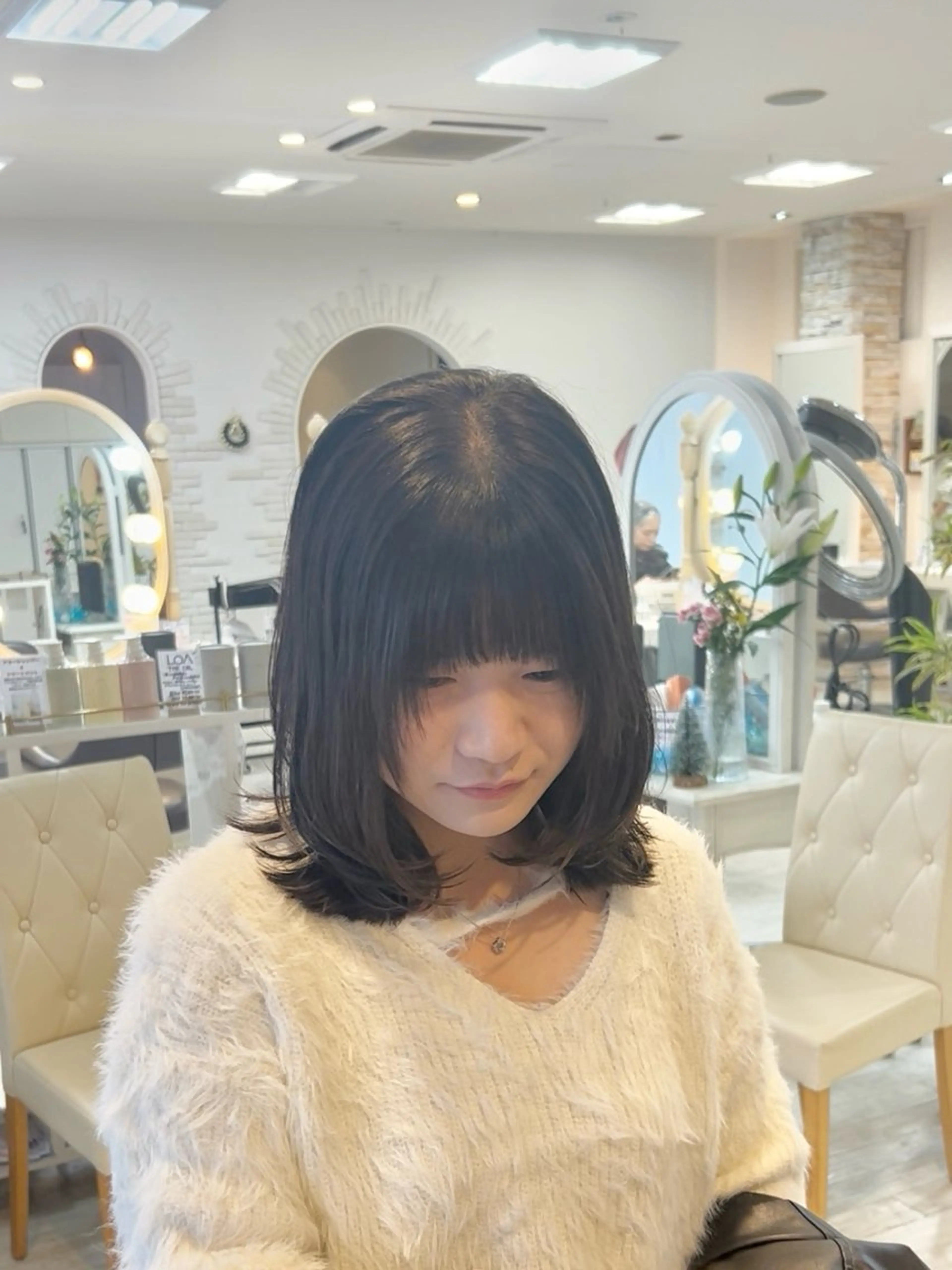 ミディアム 韓国風ヘア レイヤーカット カット やまもと ほなみのヘアスタイル