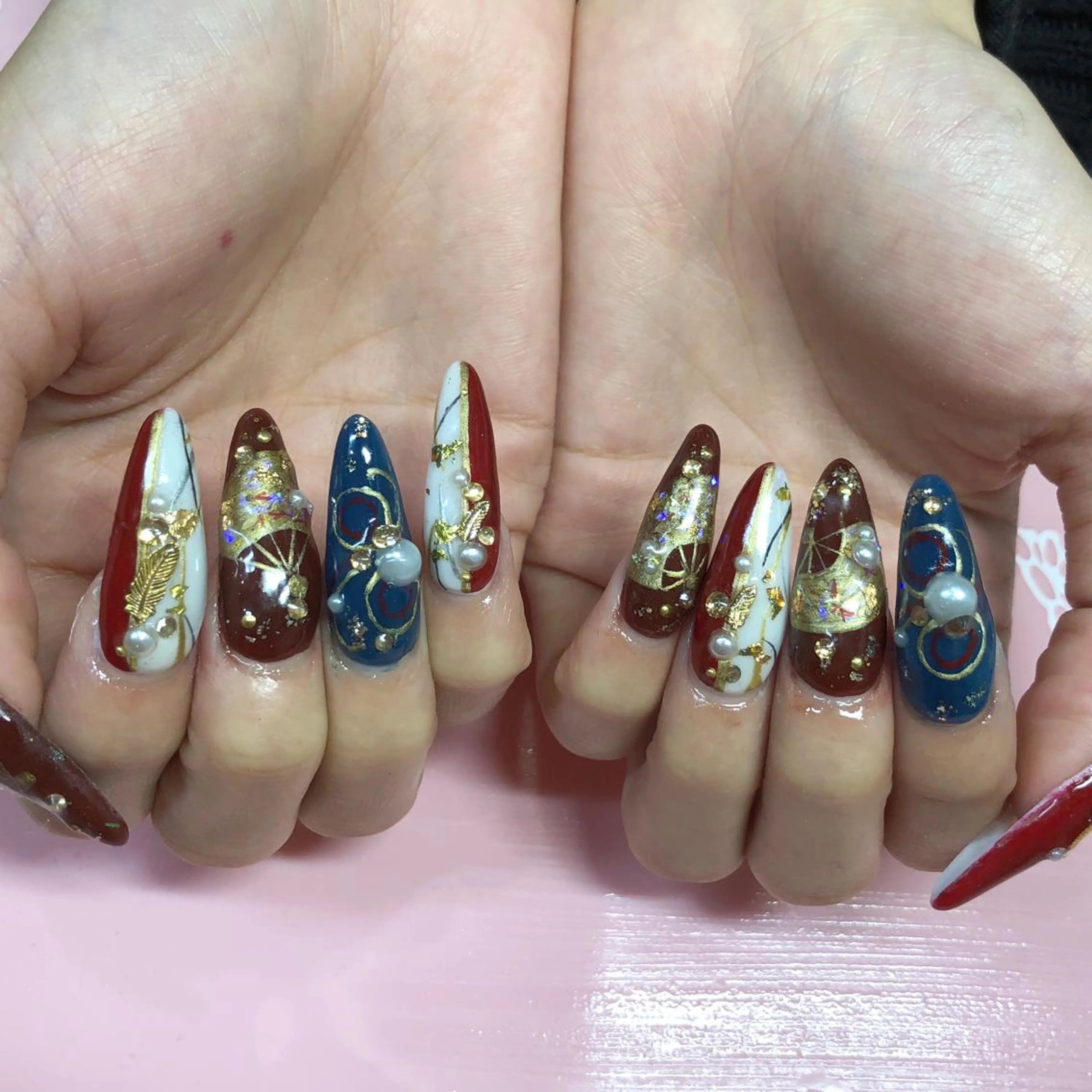 ロング ネイル アートネイル ストーンネイル ハンドネイル 《LB》ラブリエ Nail&eyeのマツエク・マツパデザイン