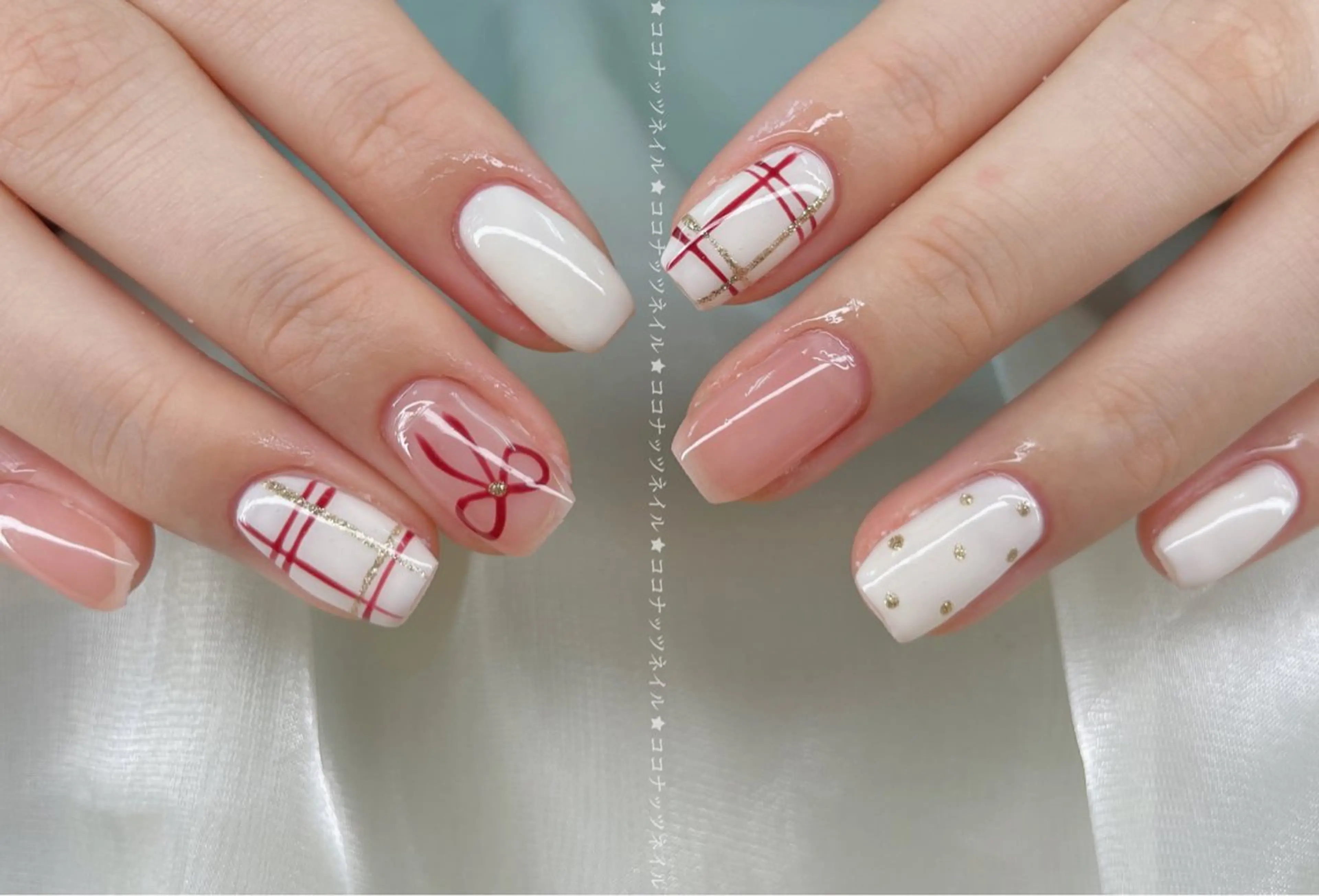 ネイル べっ甲ネイル フレンチネイル キラキラネイル マグネットネイル 大理石ネイル(マーブル) ハンドネイル 神田 ココナッツのネイルデザイン