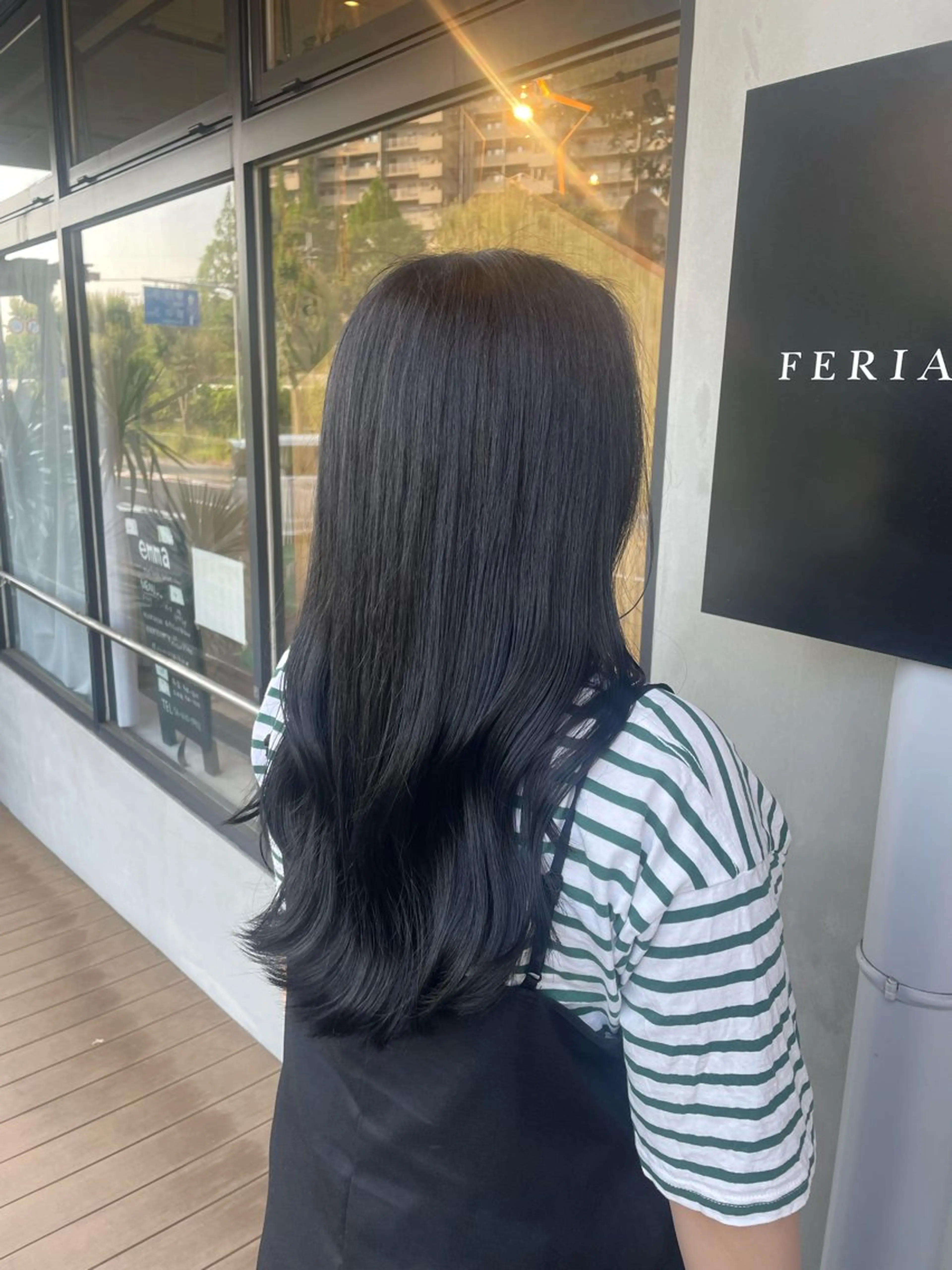 ロング カラー 黒髪 ブルーカラー ブルーブラック 韓国風ヘア 🌿FERIA桃山台 AYA🌿のヘアスタイル
