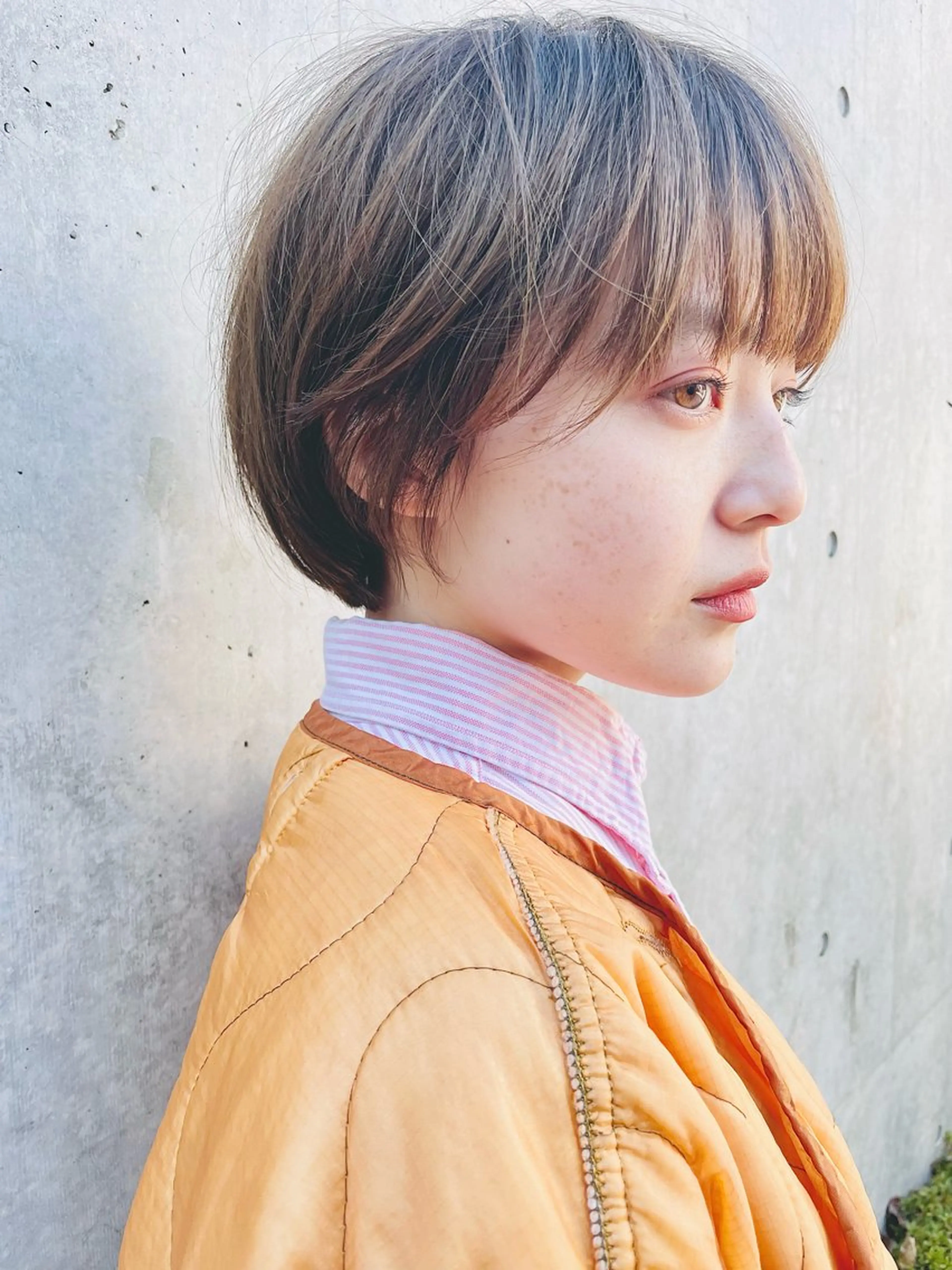 ショート カラー パーマ ショートボブ 透明感カラー ハイライトカラー ボブ ハイライト カット ヘアカラー トリートメント ショートボブ髪質改善 縮毛矯正のプロ山道潤のヘアスタイル