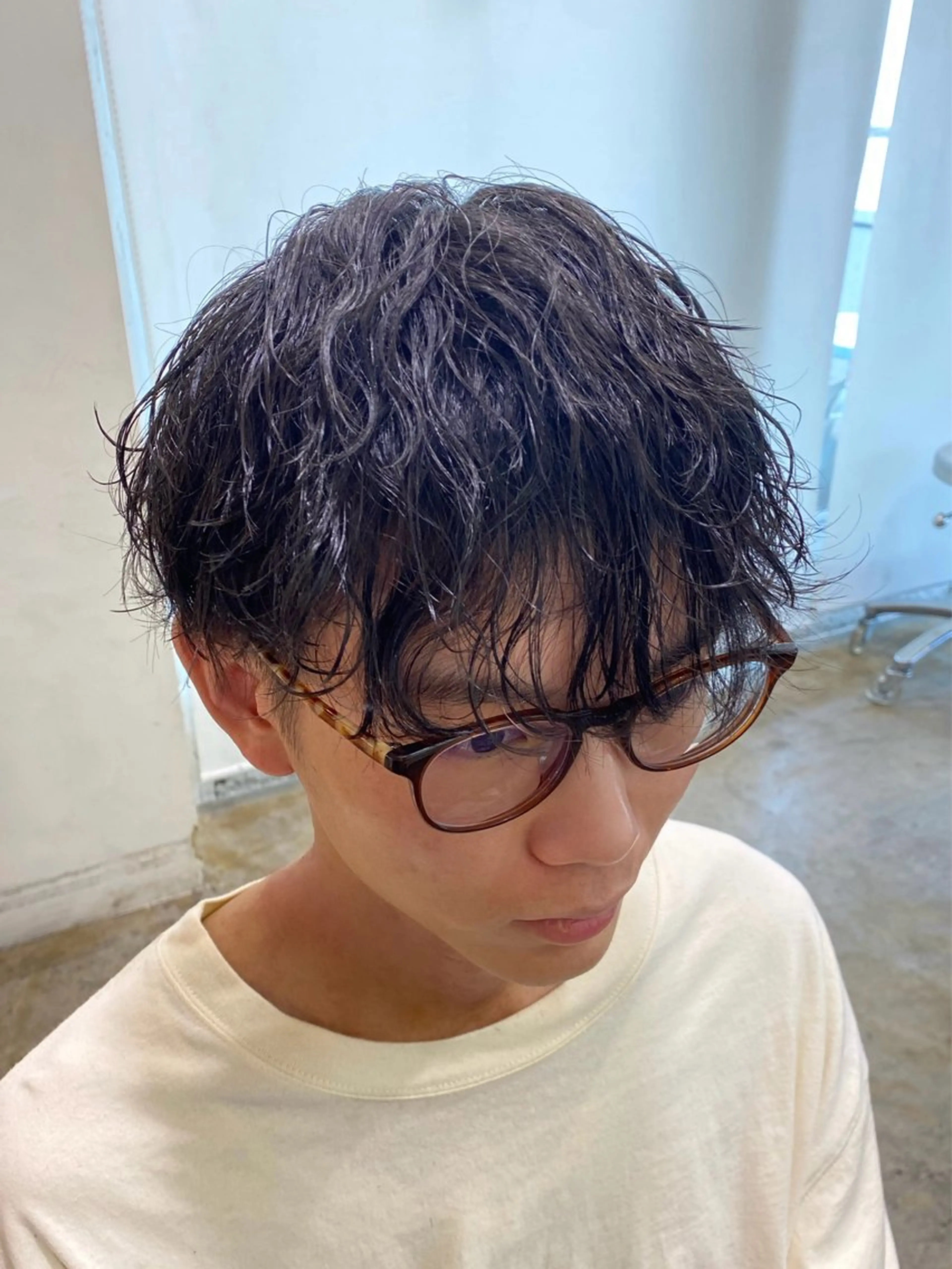 ショート パーマ メンズ カット パーマ トリートメント レイヤーボブ/ 艶カラー/サナ🌼のヘアスタイル