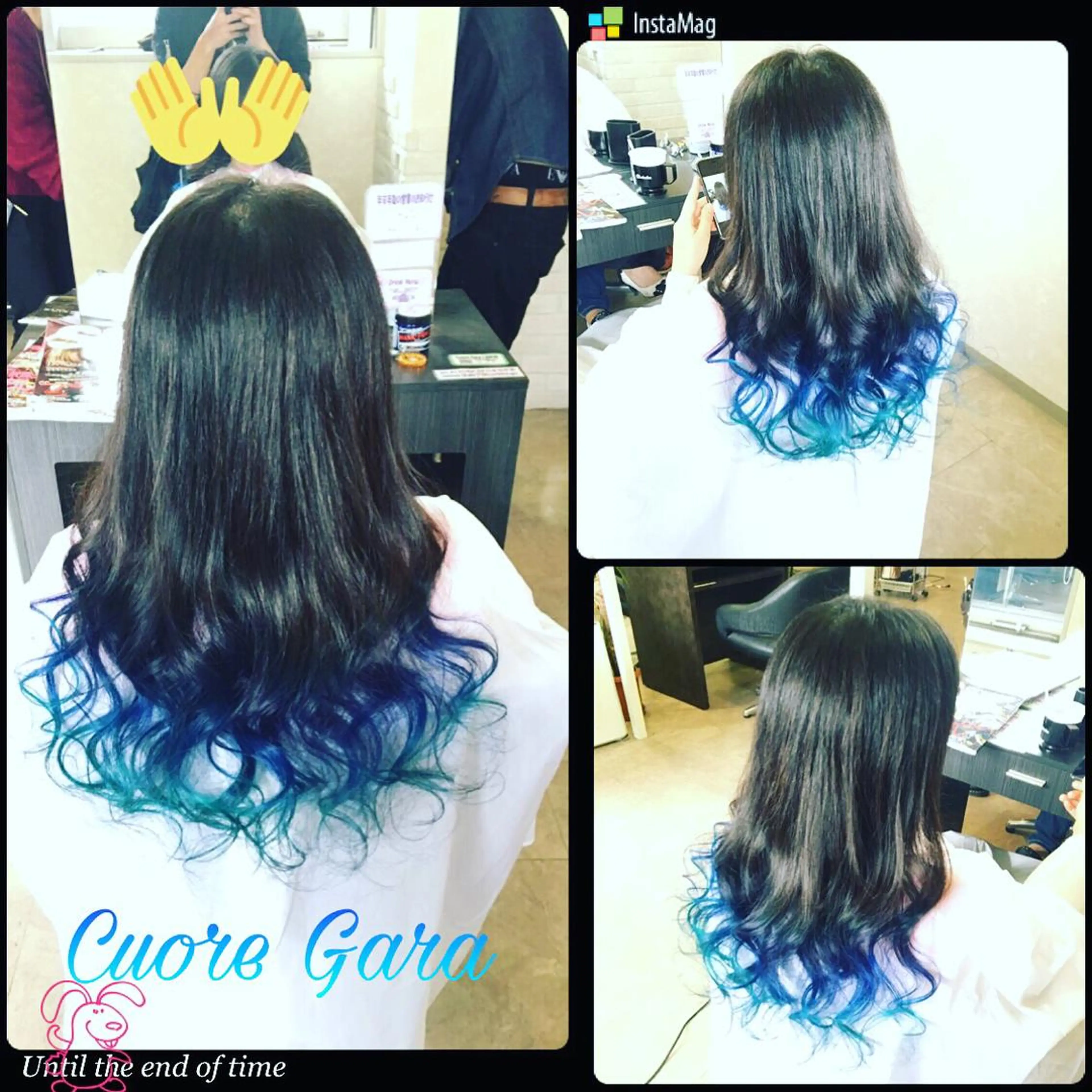 ロング カラー ブルーカラー グラデーションカラー 💓シールエクステ ルミエールのヘアスタイル
